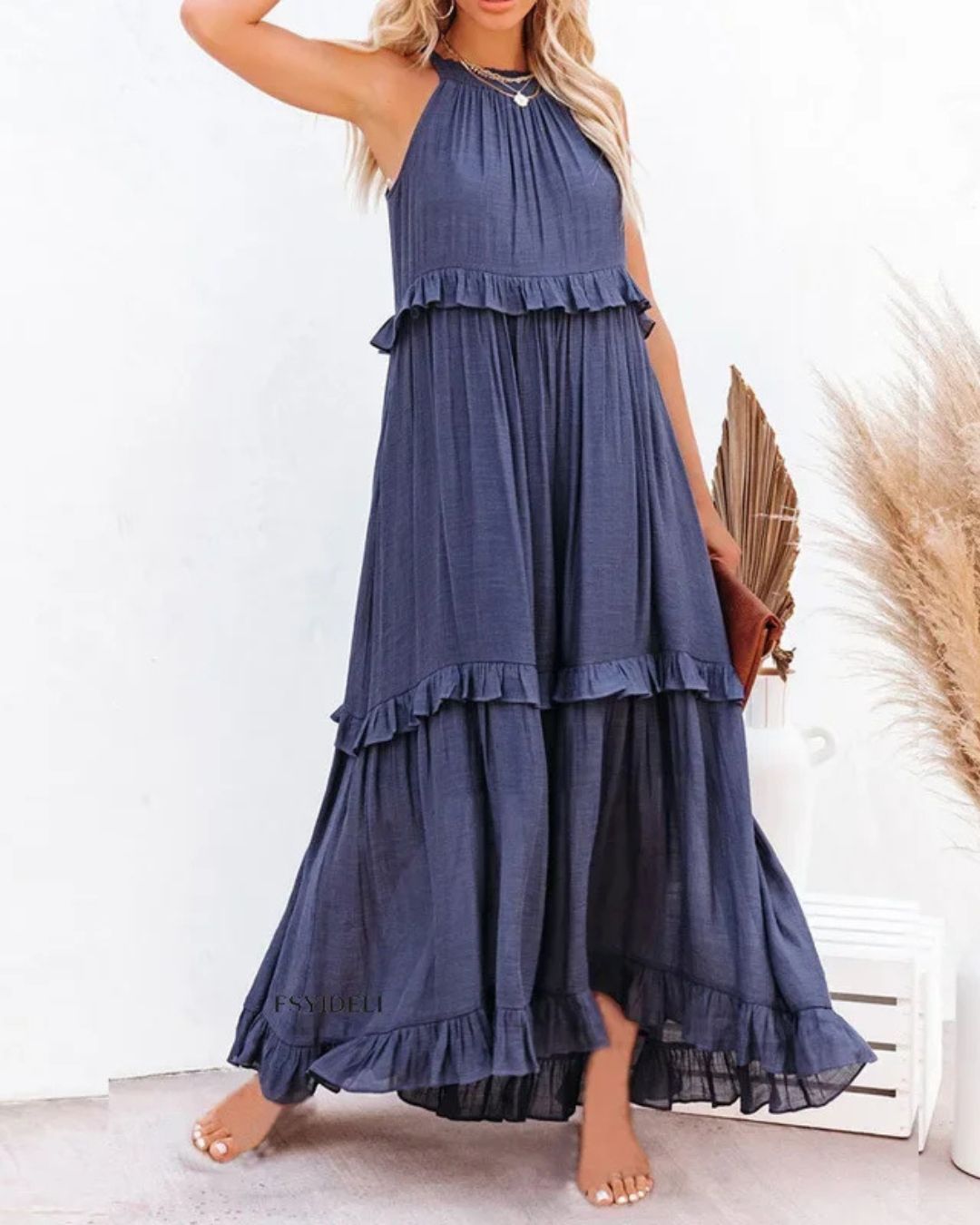 Liesbeth | Zomerse Maxi Jurk met Speelse Ruches