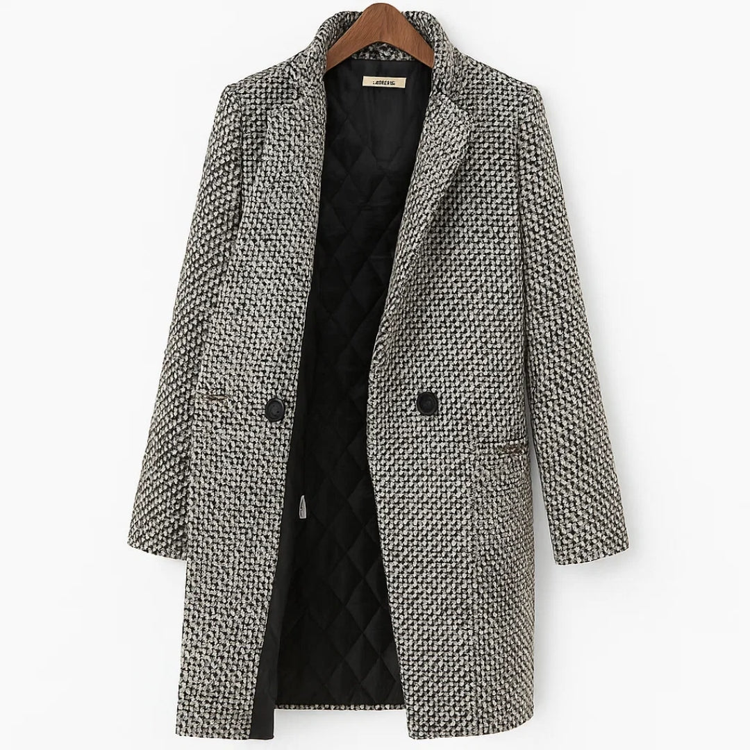 Classic Houndstooth Wool Coat