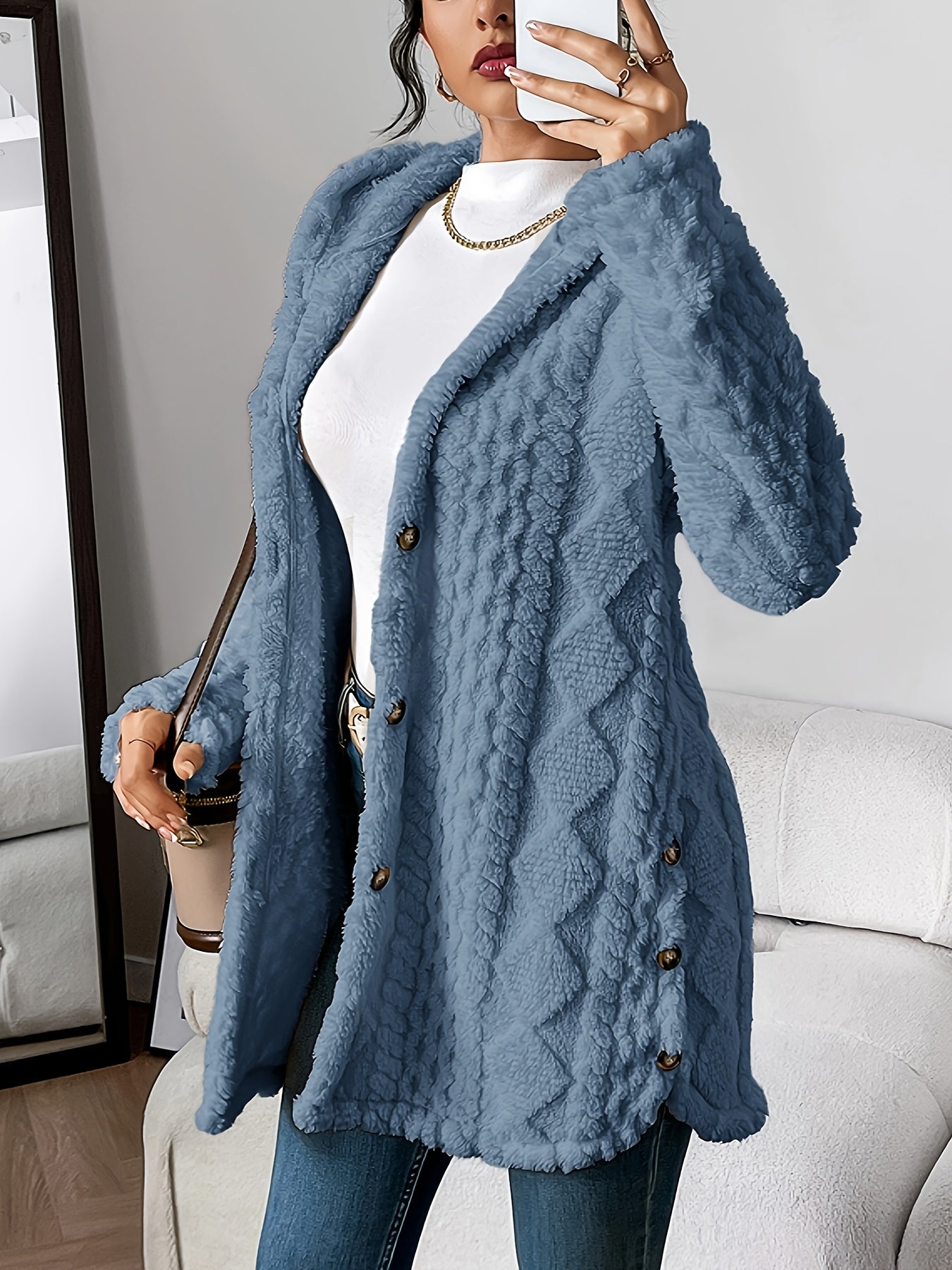 Dora | Lange Pluche Cardigan