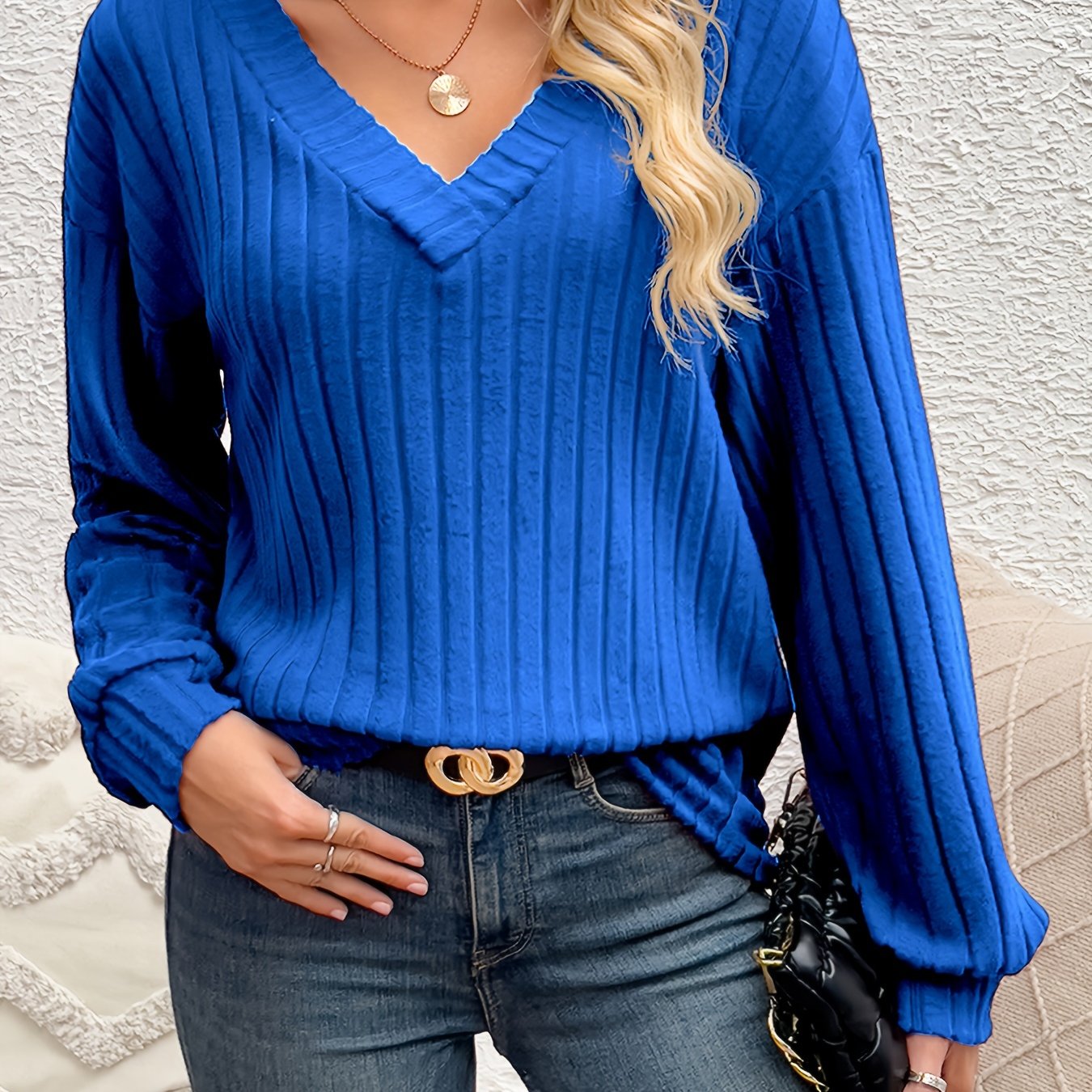 Eveline | Stijlvolle V-Hals Ribtrui