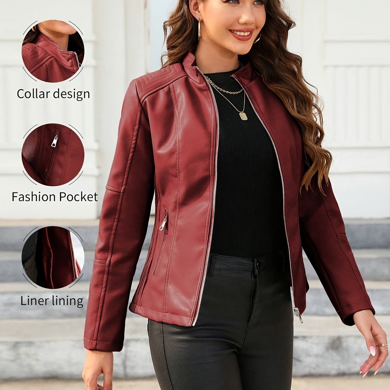 Elegante | Faux Leather Motorjacket