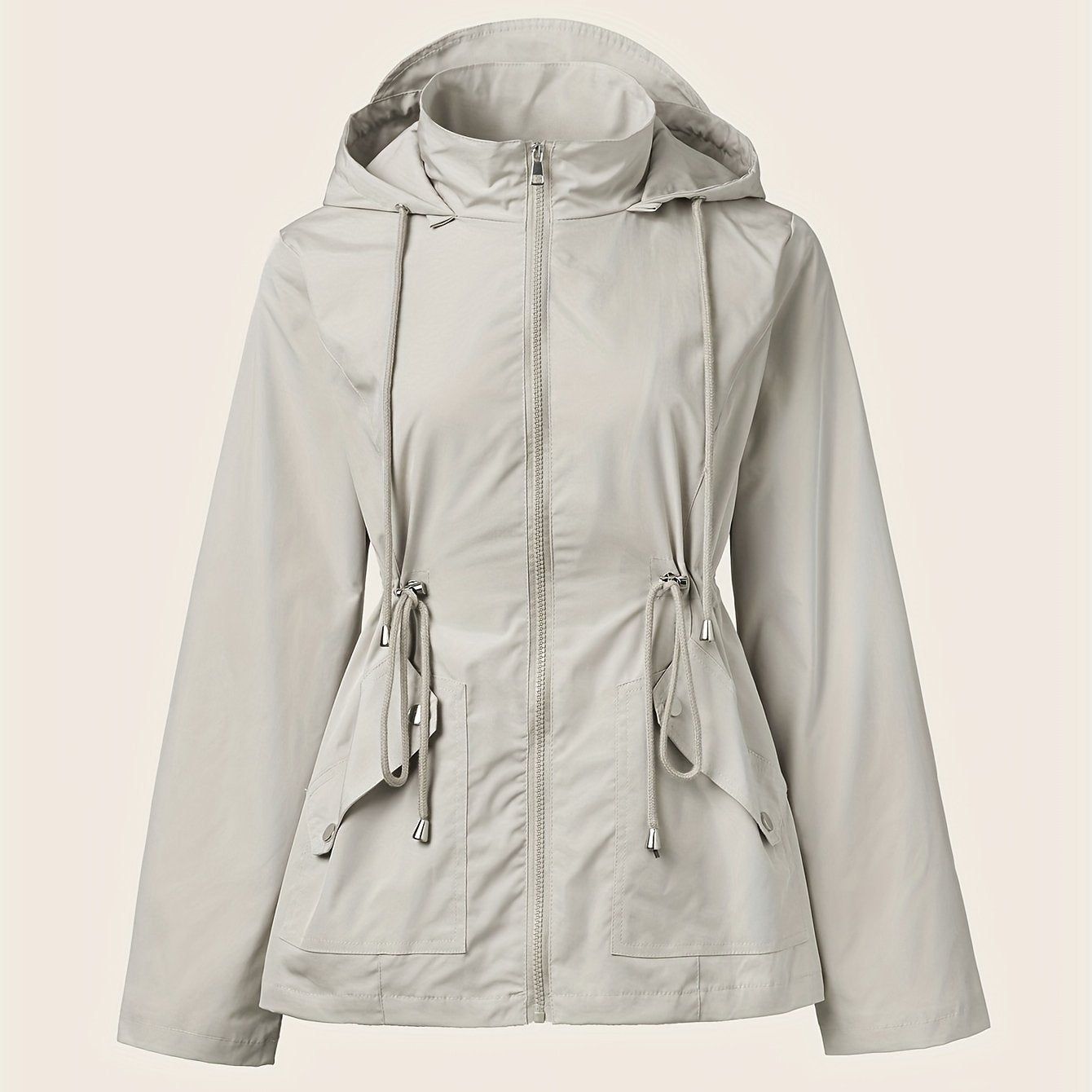 Corine | Trekkoord Rits Hooded Trenchcoat