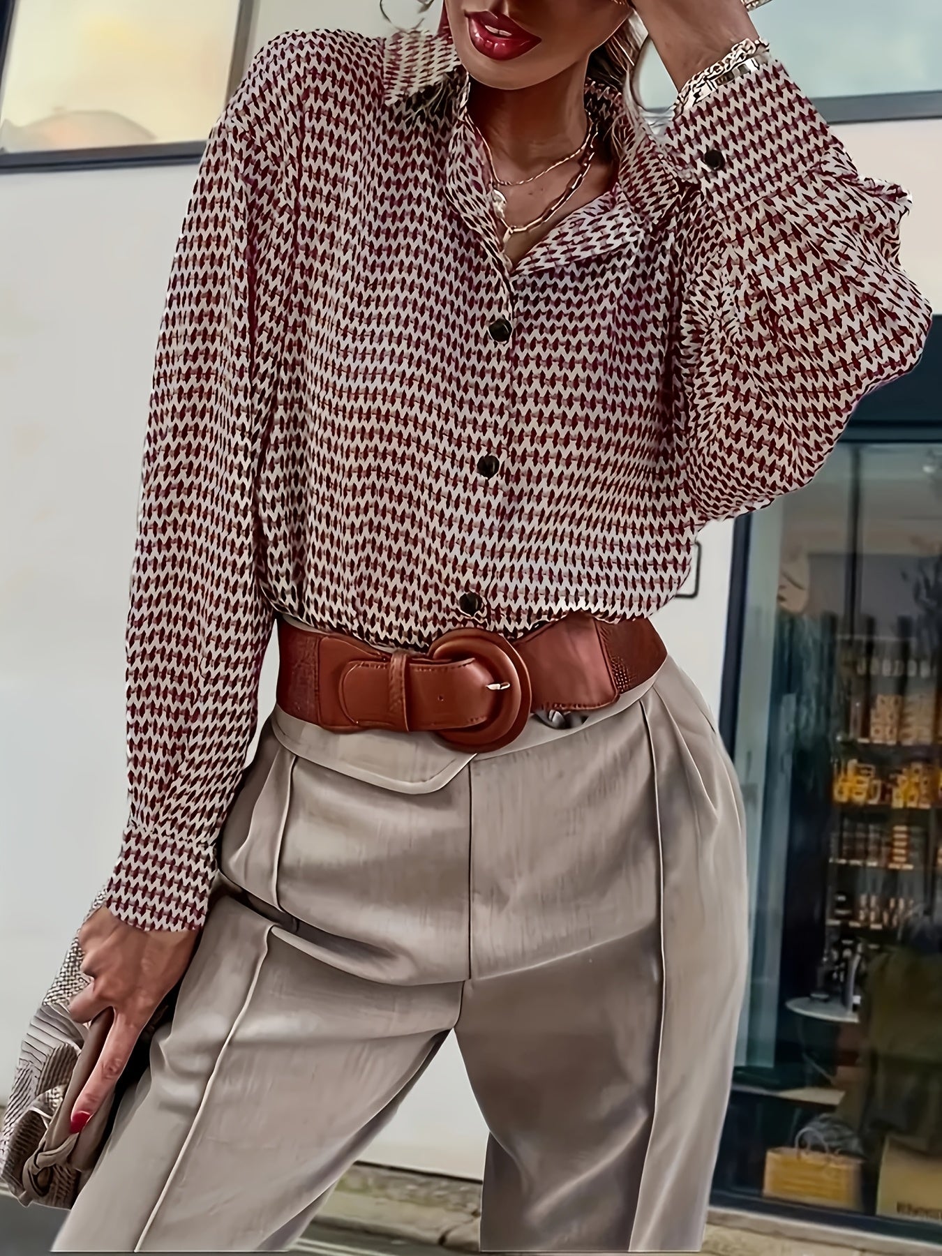 Merel | Elegante Lange Mouwen Blouse Met Knopen