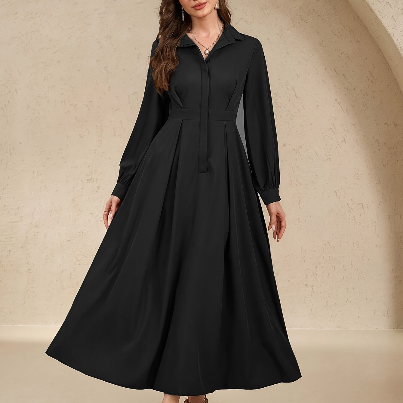 Mariska | Stijlvolle Chique Jurk Met Lange Mouwen