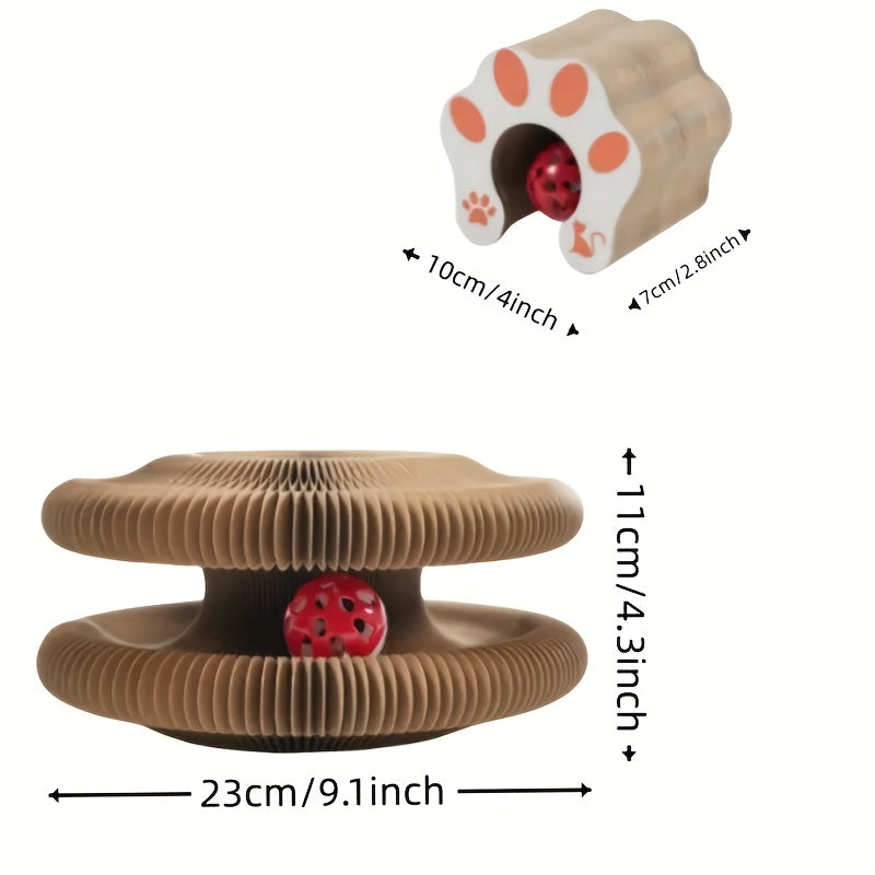 1 stuk magische kattenkrabplank, slijtvast interactief huisdier speelgoed voor binnen - ronde balbaan magisch orgaan kattenkrabplank | katenspeeltje | kartonnen krabplank