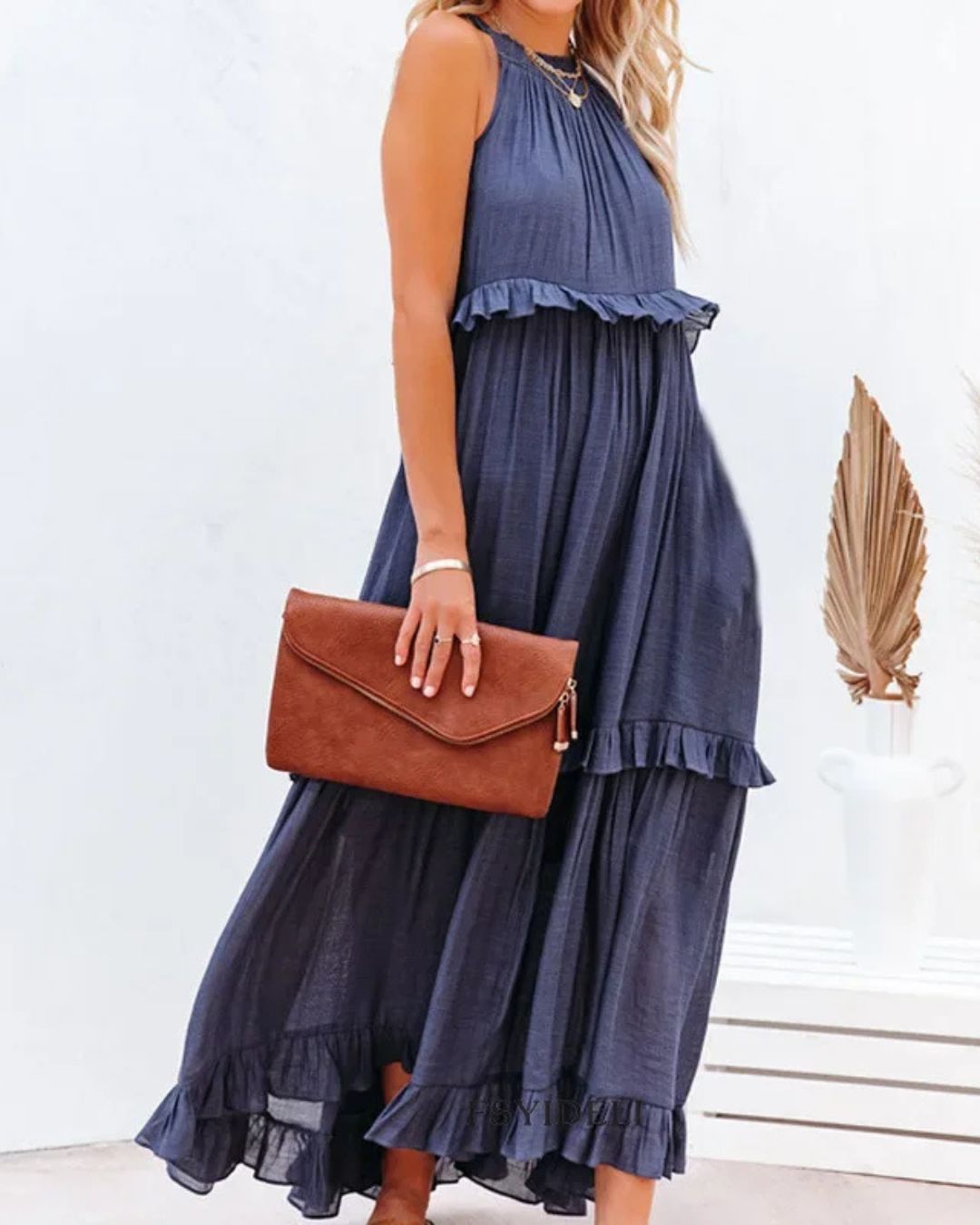 Liesbeth | Zomerse Maxi Jurk met Speelse Ruches