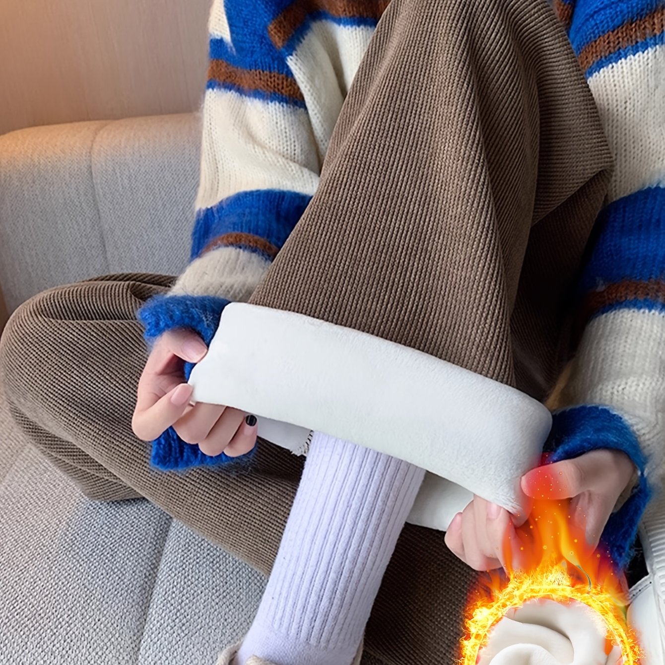 Loes | Wijde Broek Met Hoge Taille En Warme Voering