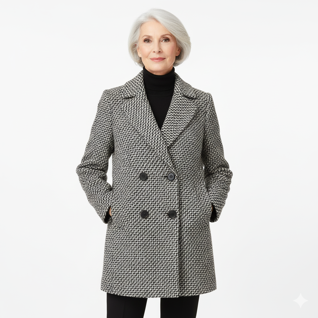 Classic Houndstooth Wool Coat