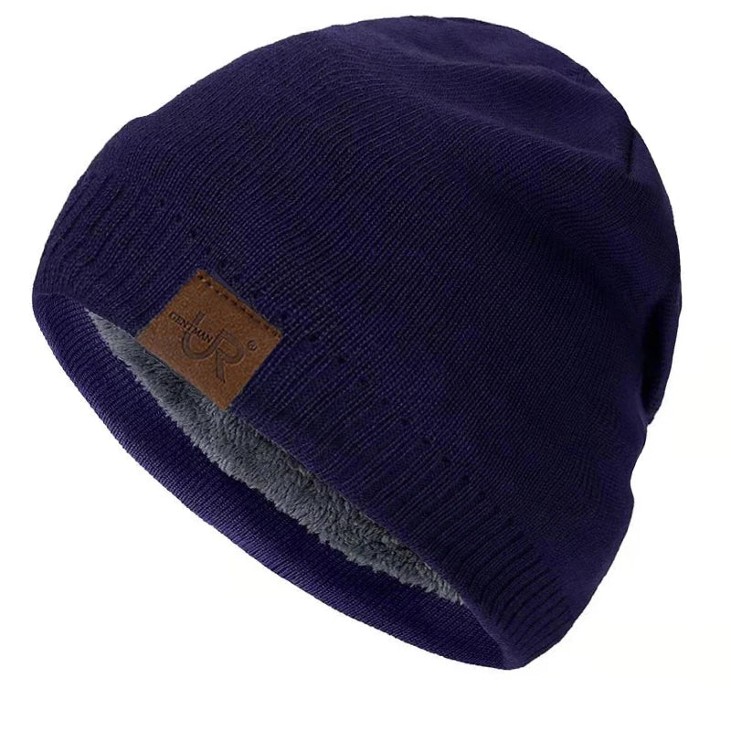 Unisex URGENTMAN Labal Winterhoeden Effen kleur gebreide mutsen voor mannen en vrouwen Beanie Cap Outdoor Voeg bontvoering toe Warme sporthoeden