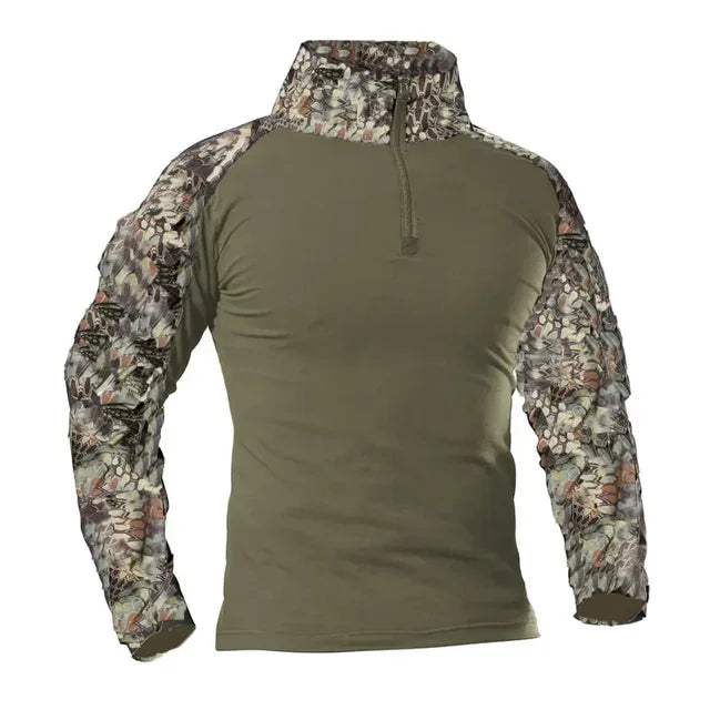 Outdoor Tactical Hiking T-Shirts Men Combat Military Army CP Camouflage Long Sleeve Hunting Climbing Shirt Cotton Sport Clothes