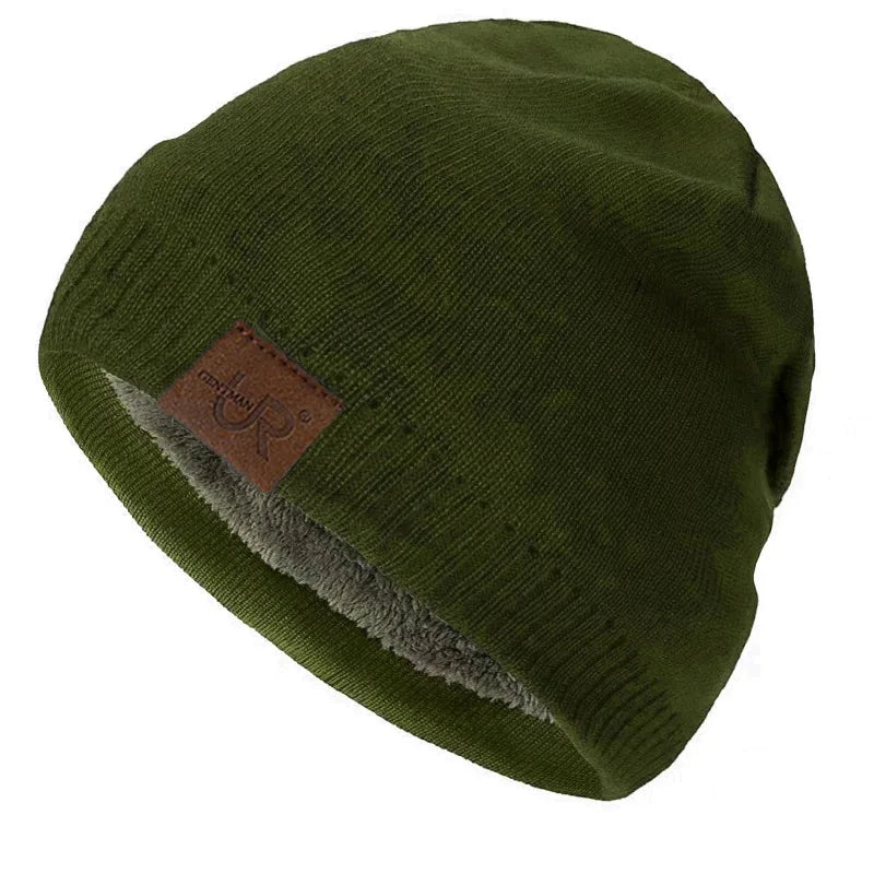 Unisex URGENTMAN Labal Winterhoeden Effen kleur gebreide mutsen voor mannen en vrouwen Beanie Cap Outdoor Voeg bontvoering toe Warme sporthoeden
