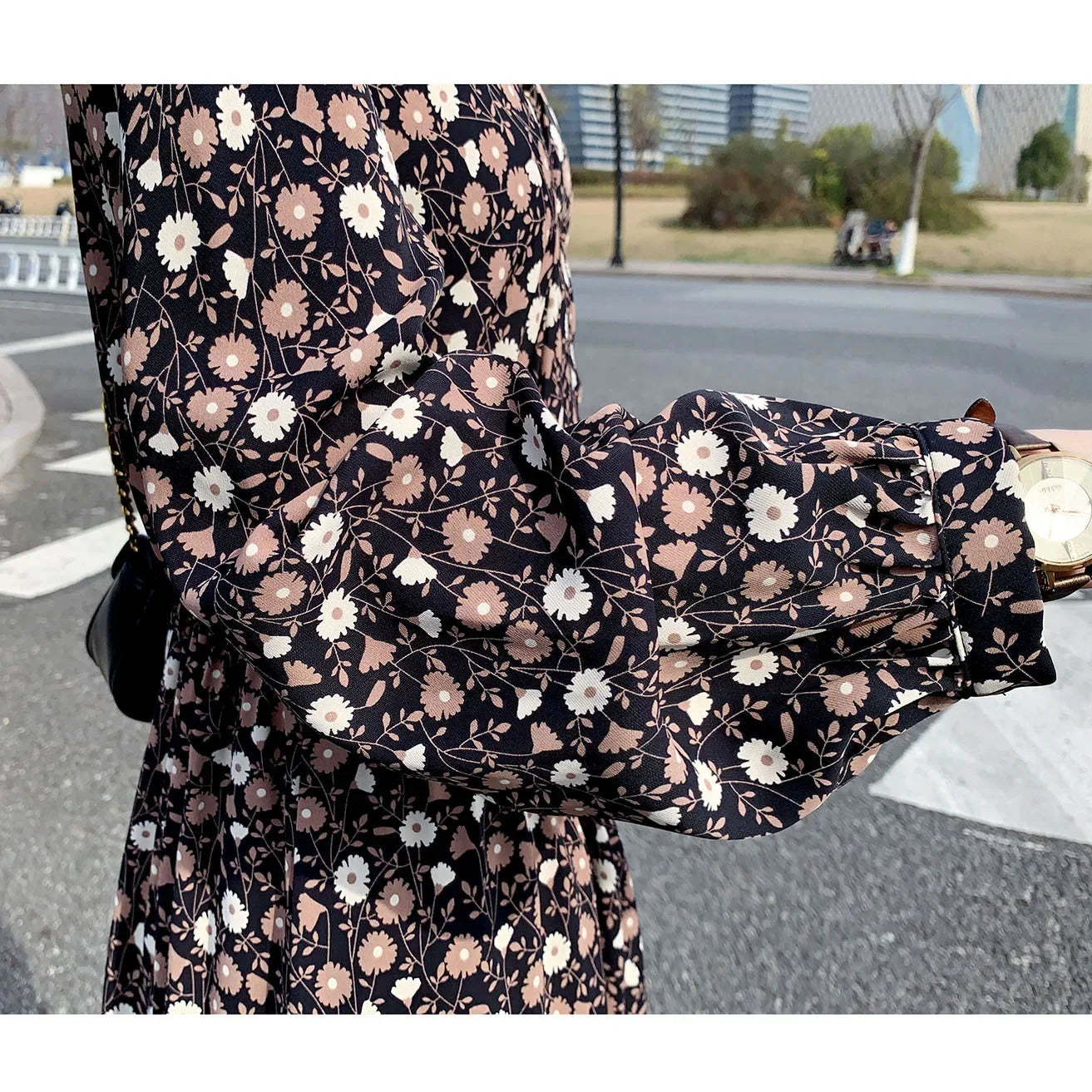 Long Sleeve Chiffon Fragrant Women's Dress High Heel Export Korean Fashion Spring Summer Autumn Elegant Long Skirt