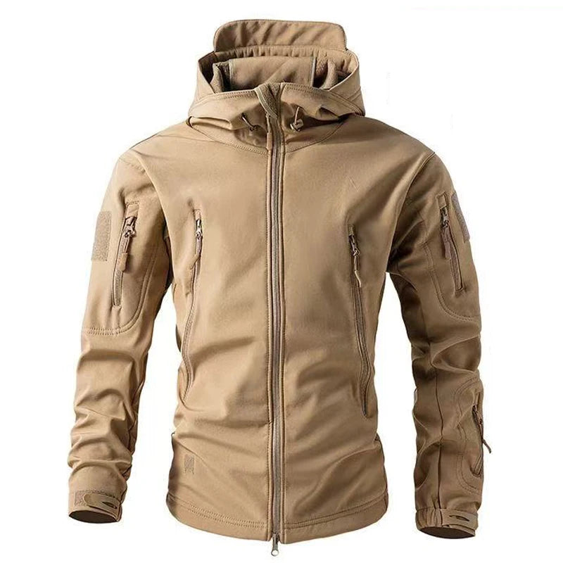Men's Winter Softshell Waterproof Cargo Jackets Male Hoodie Coat Combat Fishing Hiking Camping Climbing Skiing Hunting Outdoor