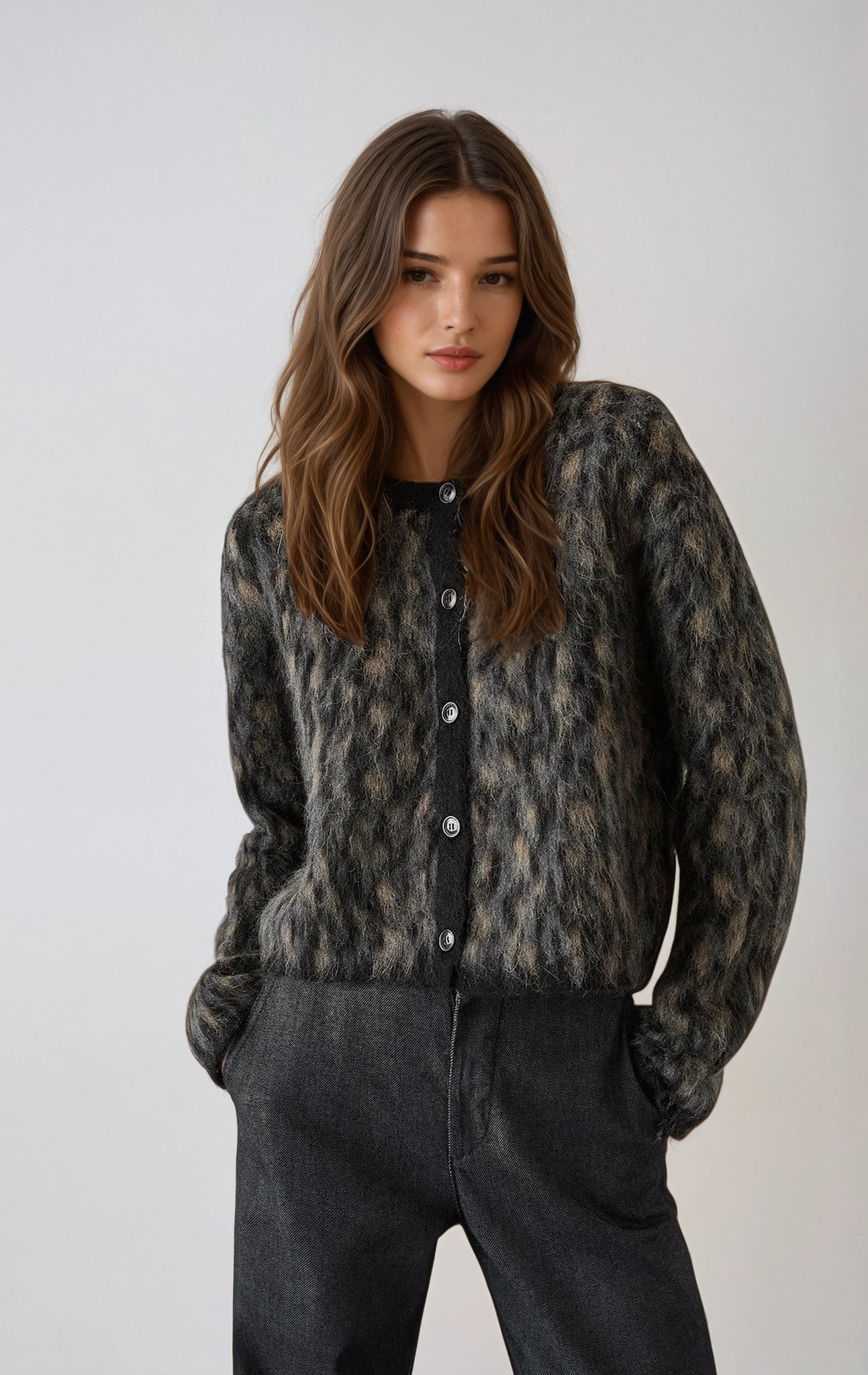 Inge | Gebreid Vest met Panterprint