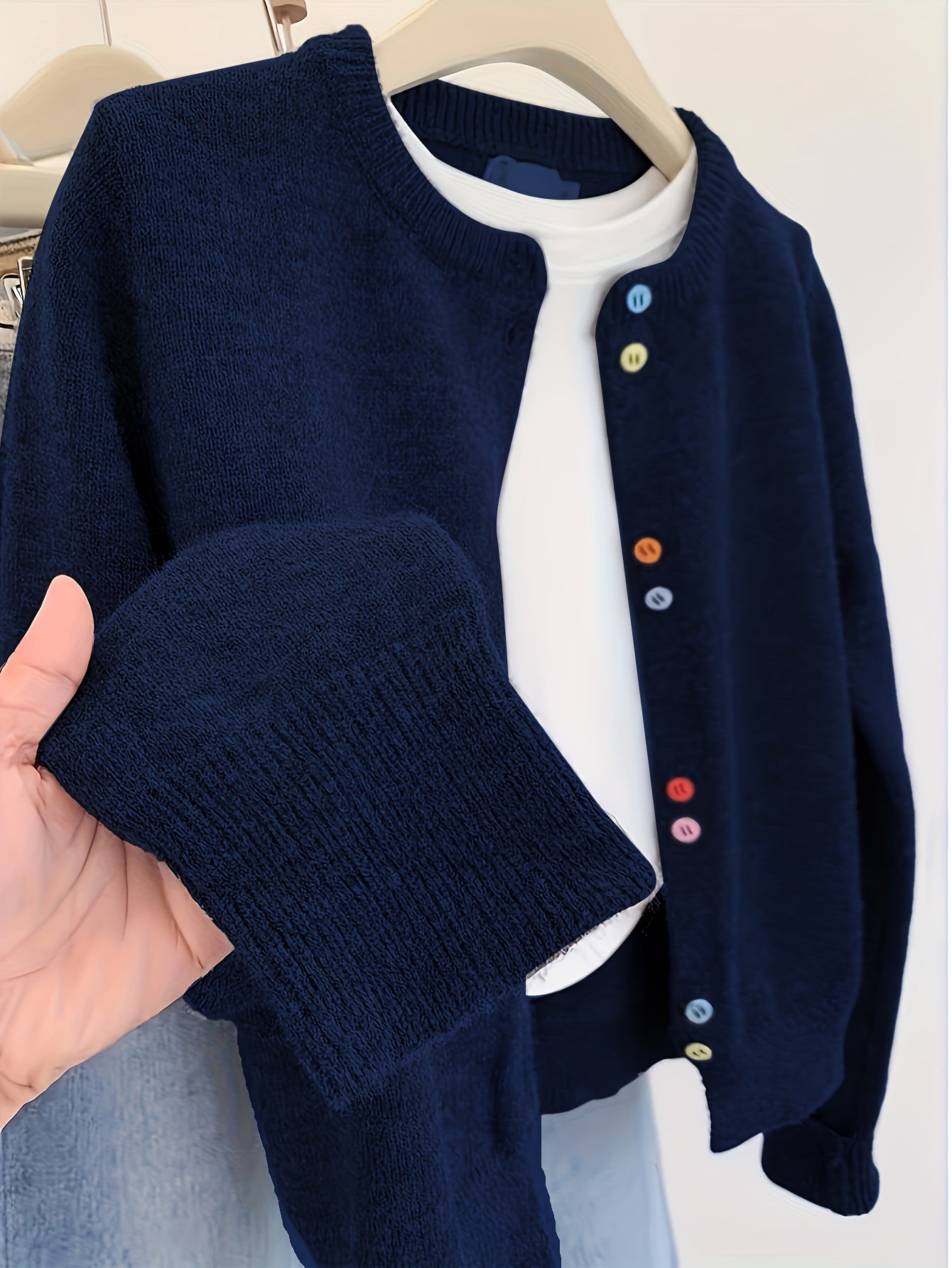 Janneke | Vintage Regenboog Knoop-Op Vest