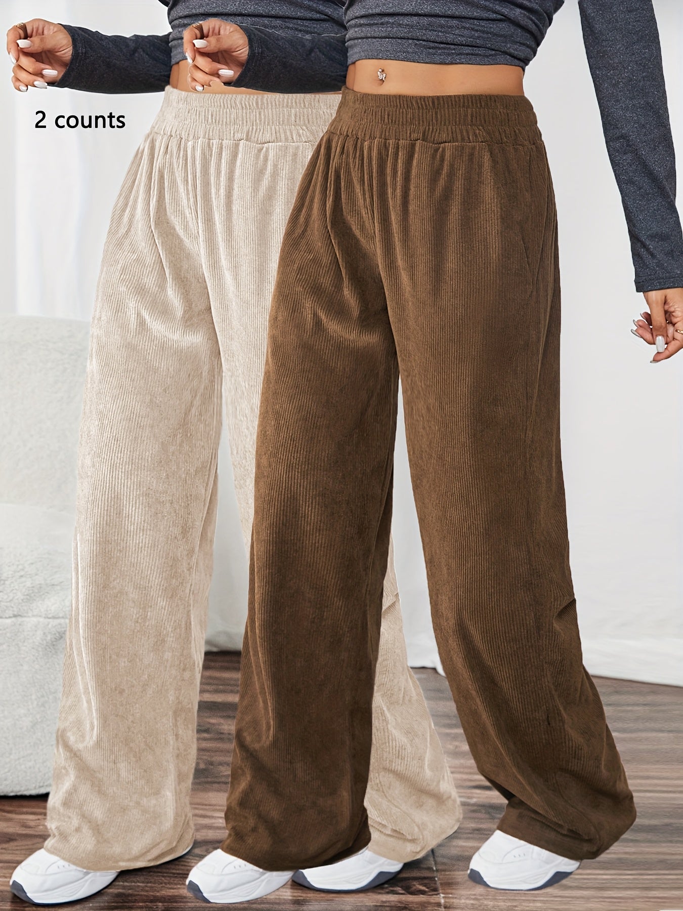 Angelien | Comfortabele Retro Corduroy Sportbroek Set