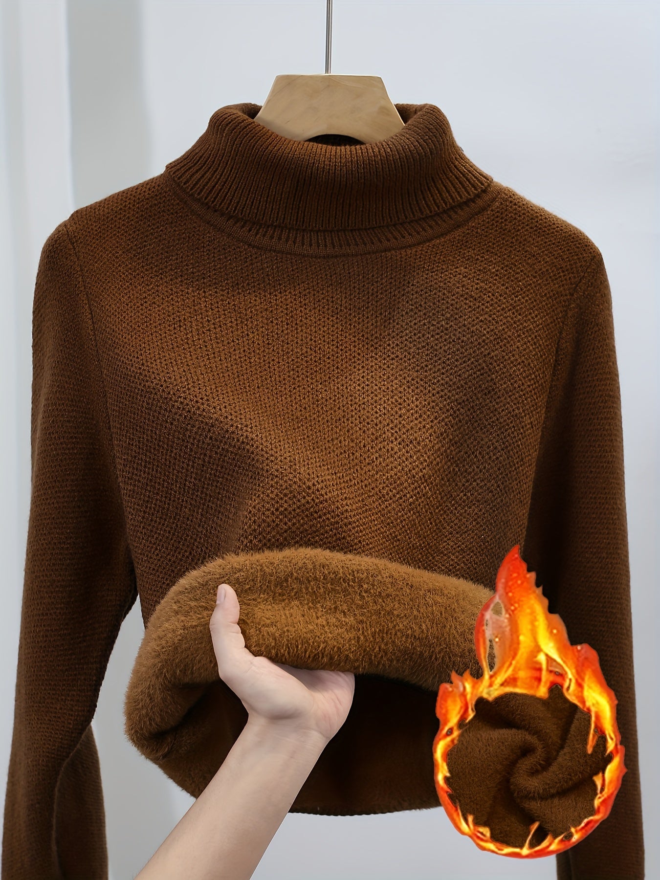 Mia | Warme Effen Trui Met Hoge Kraag