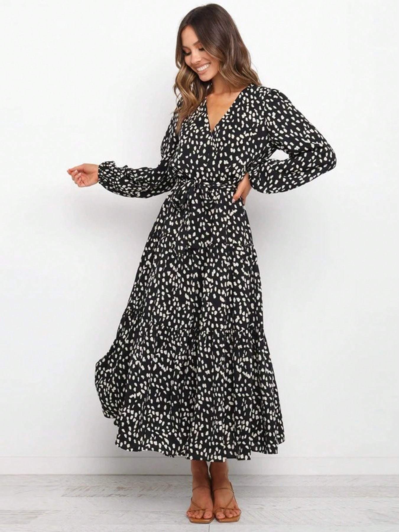 Catharina | Casual Lange Jurk Met V-Hals