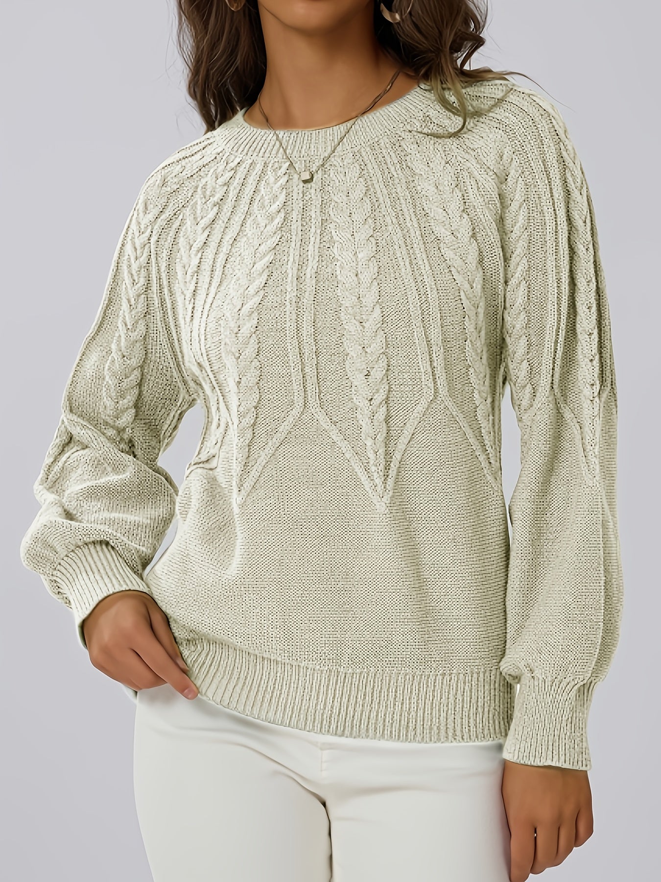 Hermina | Kabelgebreide Trui Met Ronde Hals