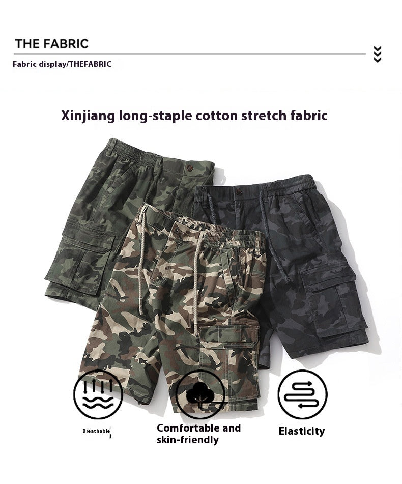 Men's Straight Casual Pants Camouflage Multi-pocket Workwear Shorts