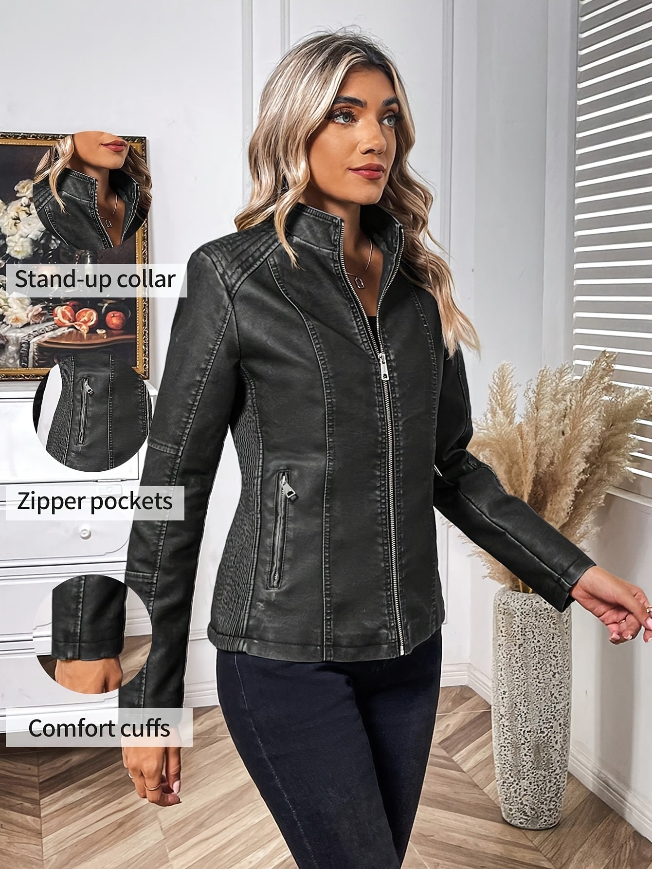 Elegante | Faux Leather Motorjacket