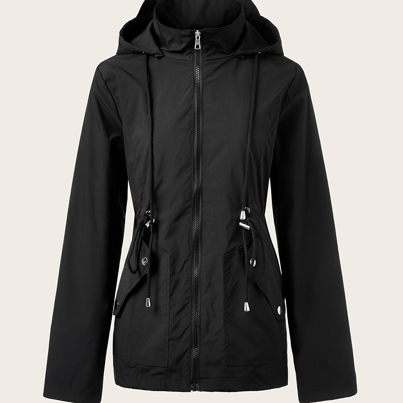 Corine | Trekkoord Rits Hooded Trenchcoat
