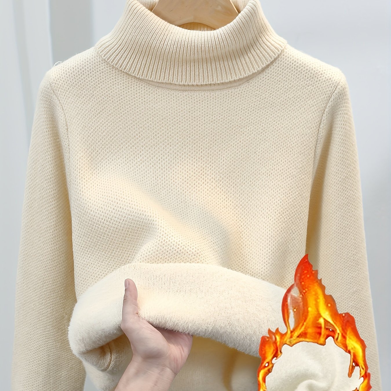 Mia | Warme Effen Trui Met Hoge Kraag