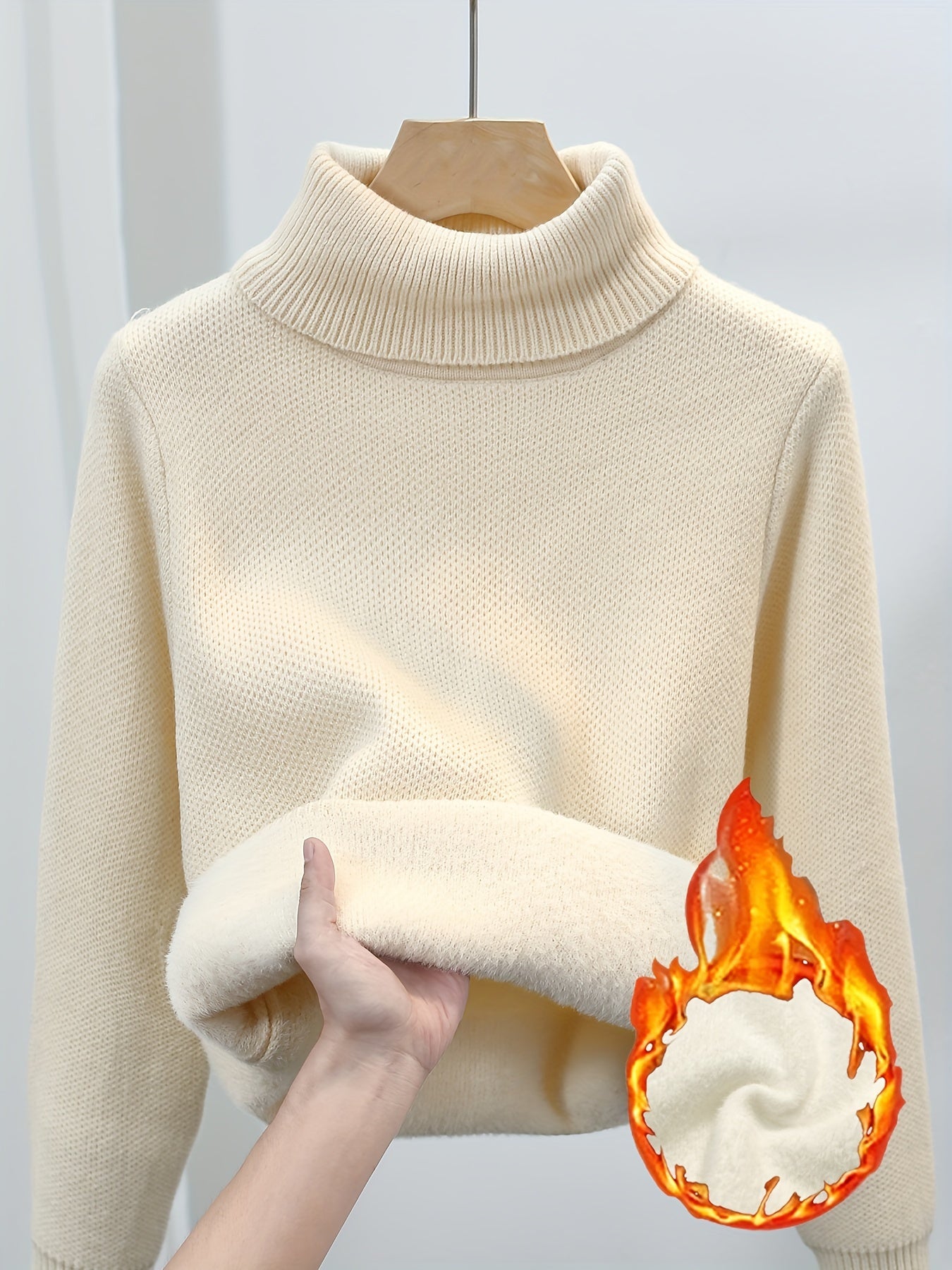 Mia | Warme Effen Trui Met Hoge Kraag