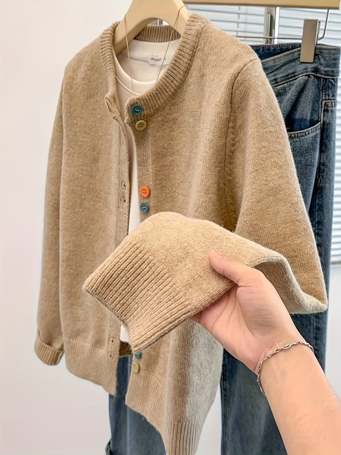 Janneke | Vintage Regenboog Knoop-Op Vest