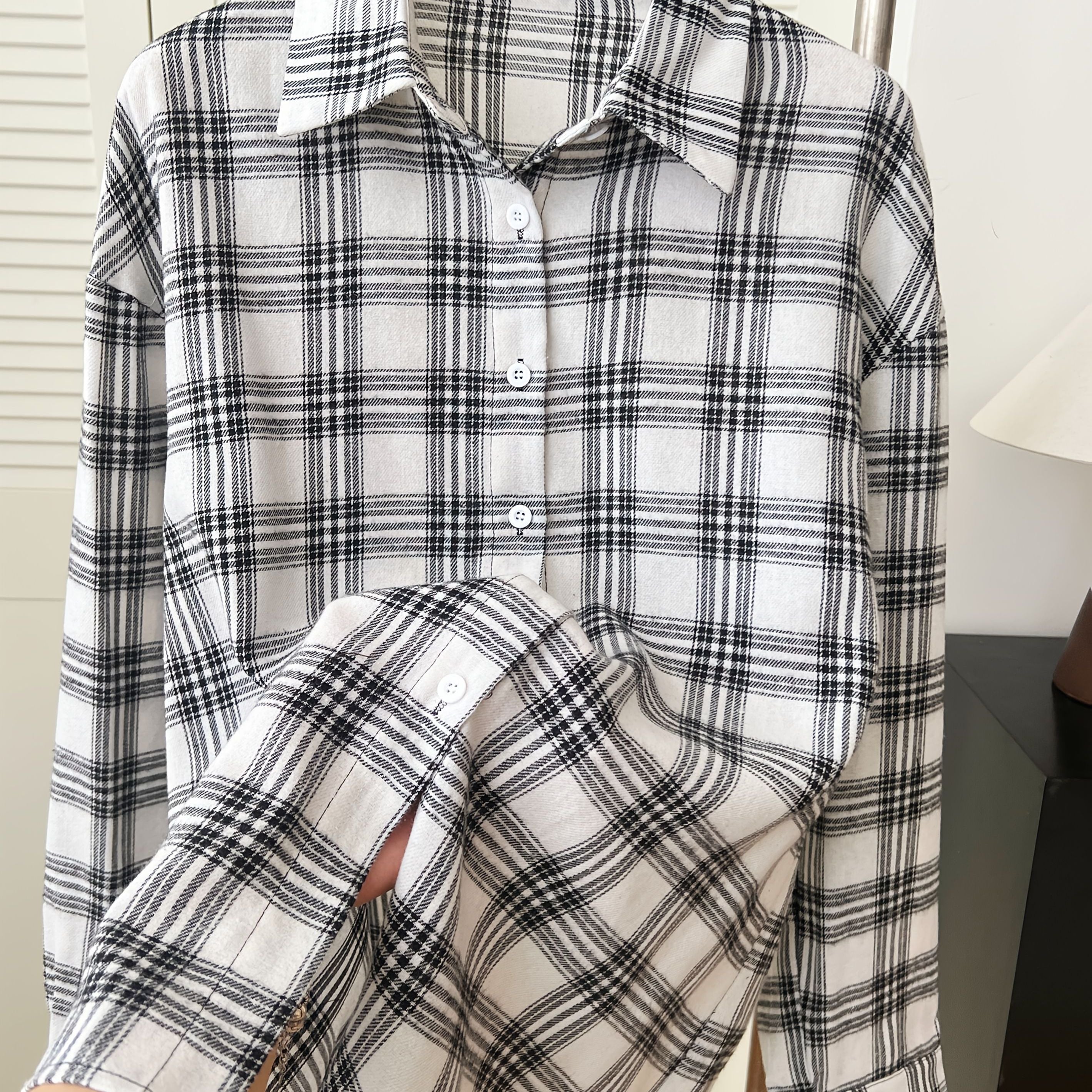 Elly | Losse Langemouw Hemd Met Ruitpatroon