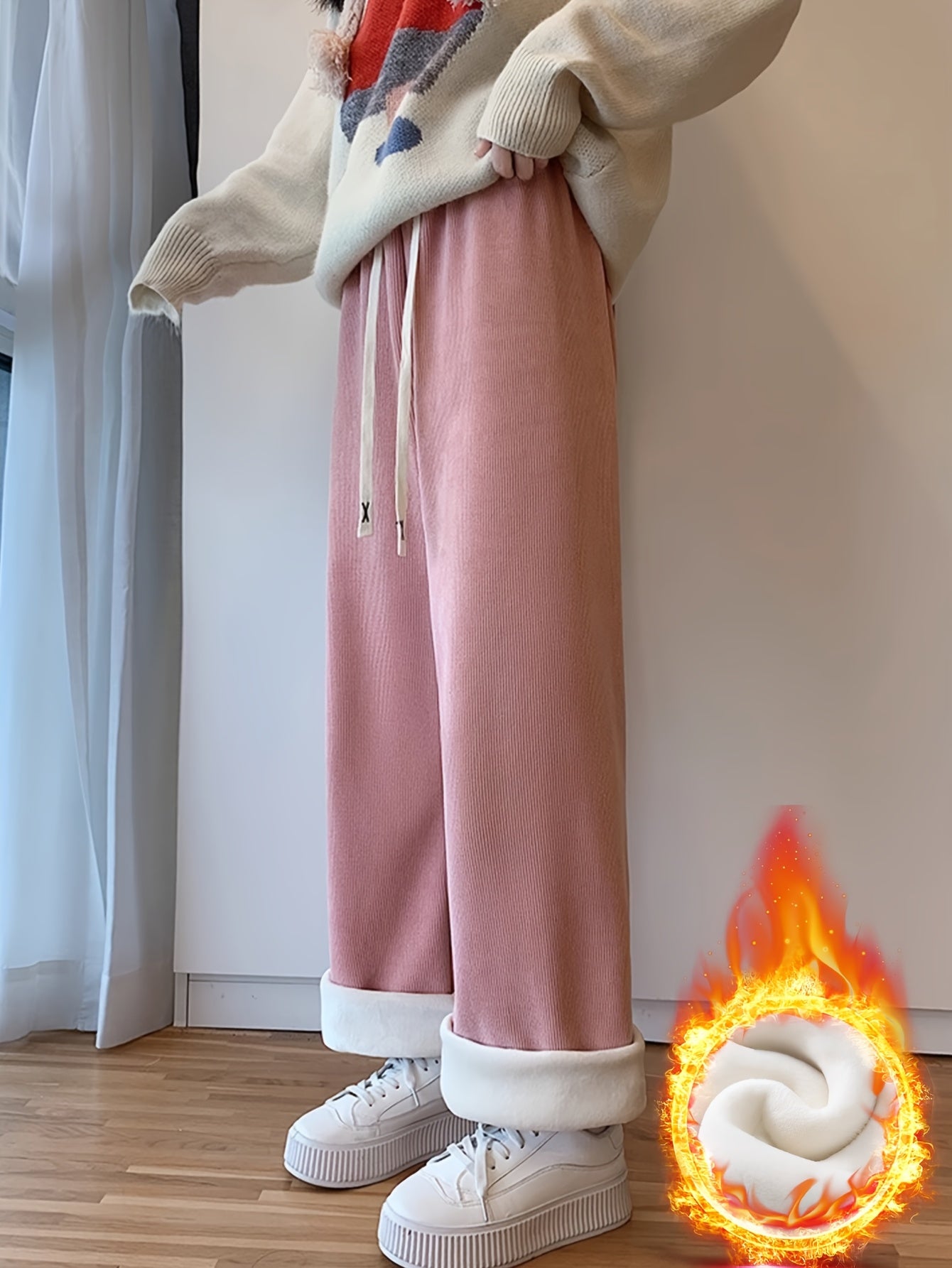 Loes | Wijde Broek Met Hoge Taille En Warme Voering