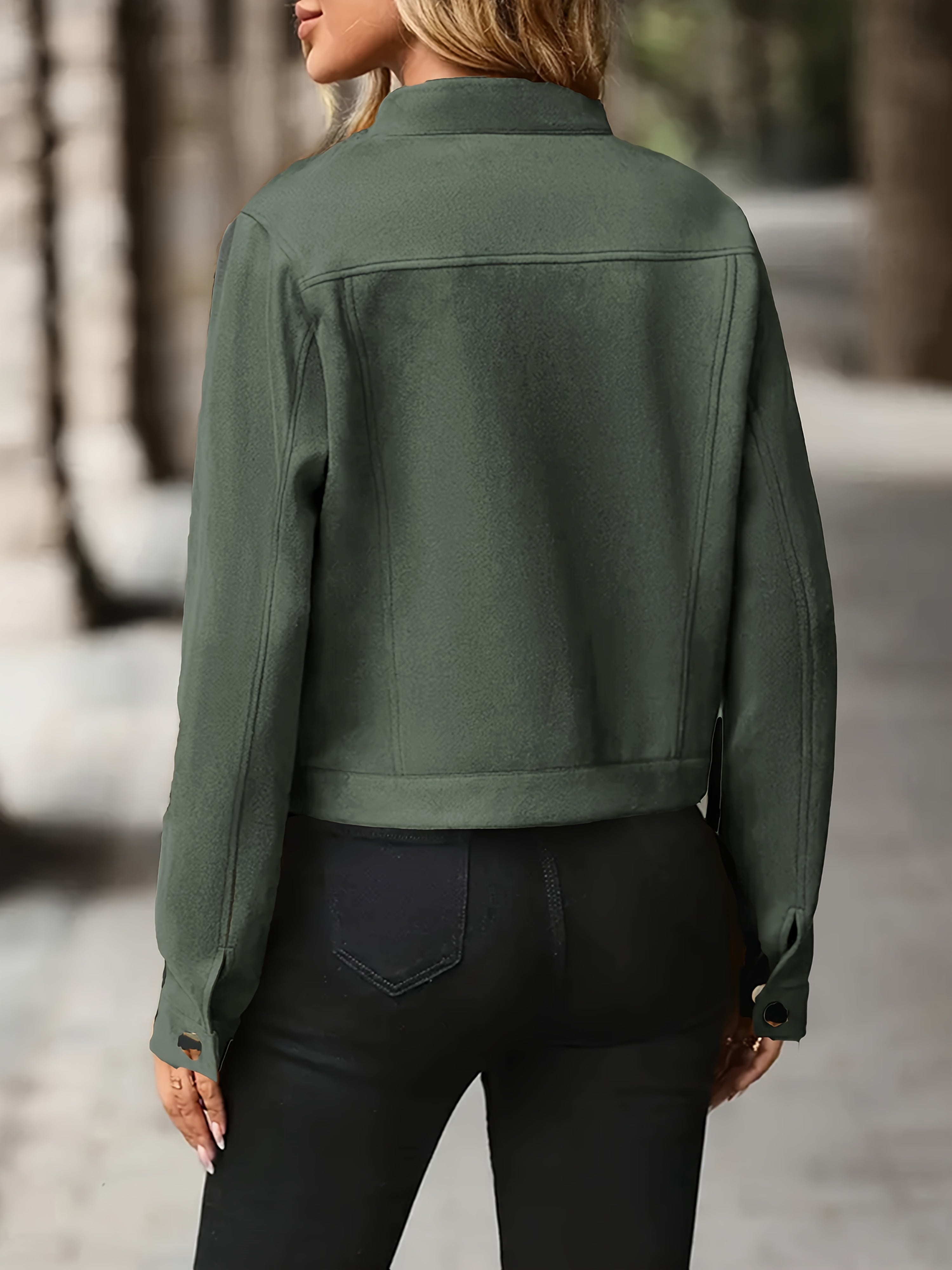 Babette | Vintage Suède Jas Met Opstaande Kraag