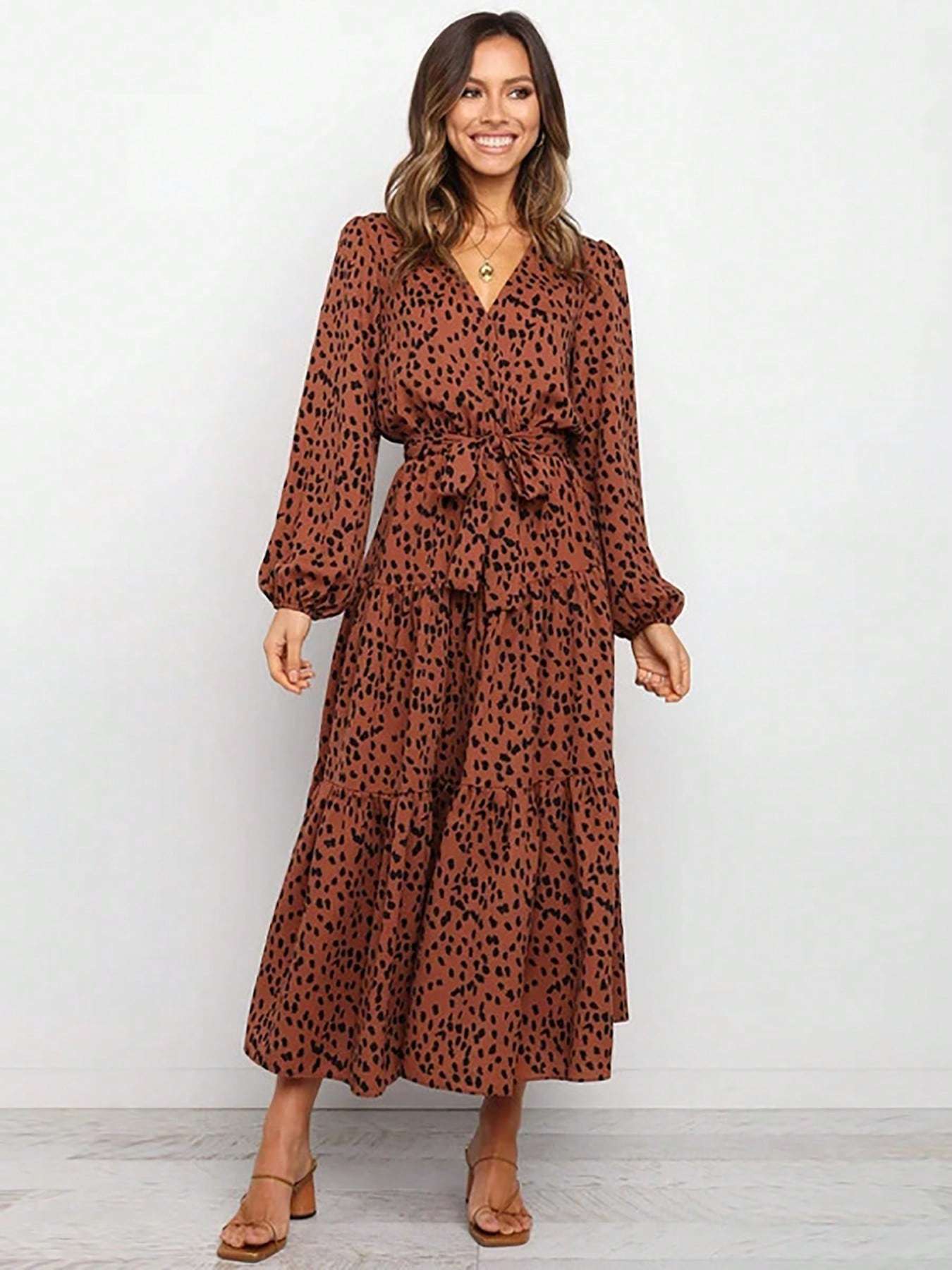 Catharina | Casual Lange Jurk Met V-Hals