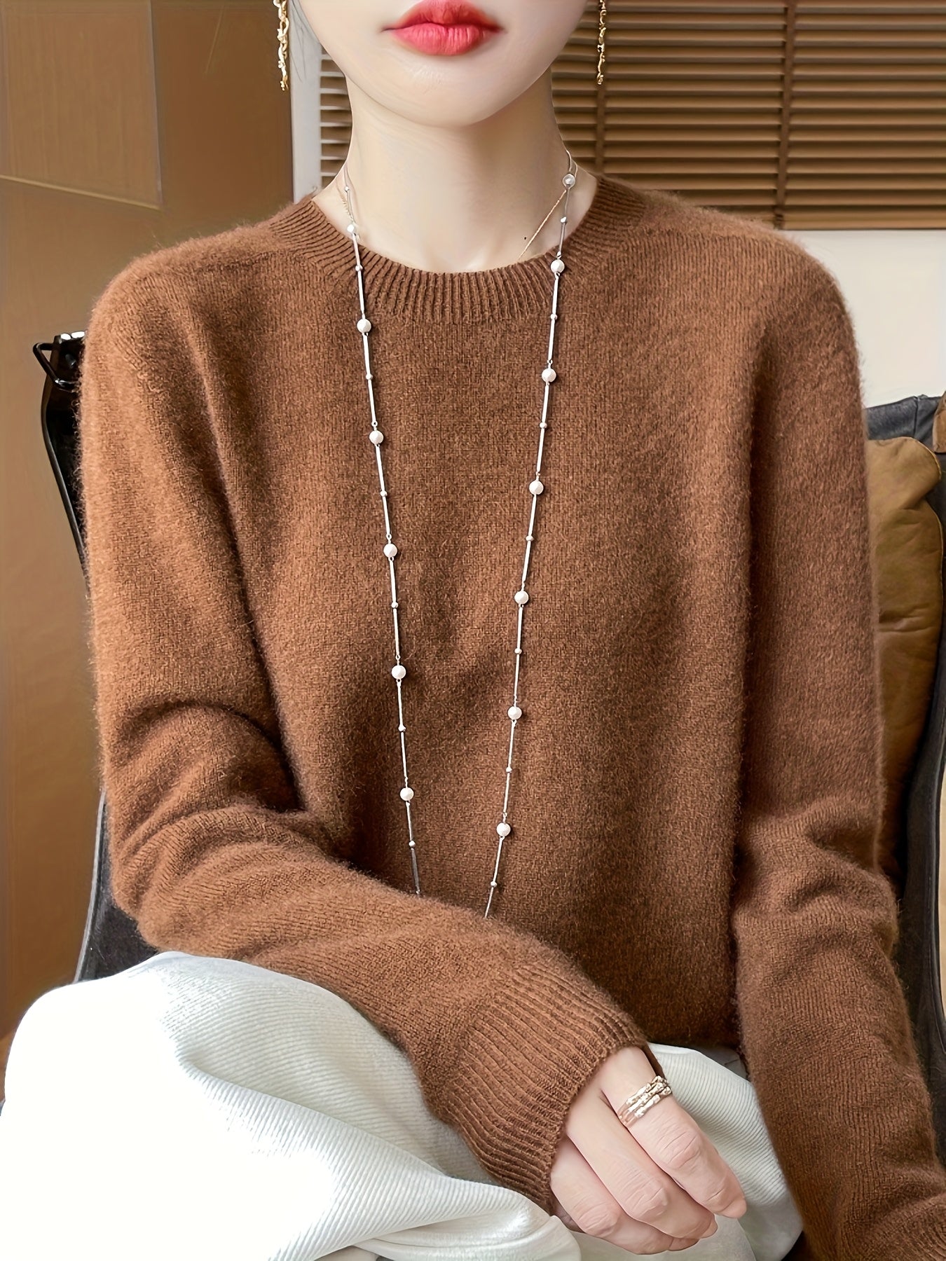 Danièle | Elegante Trui Met Ronde Hals