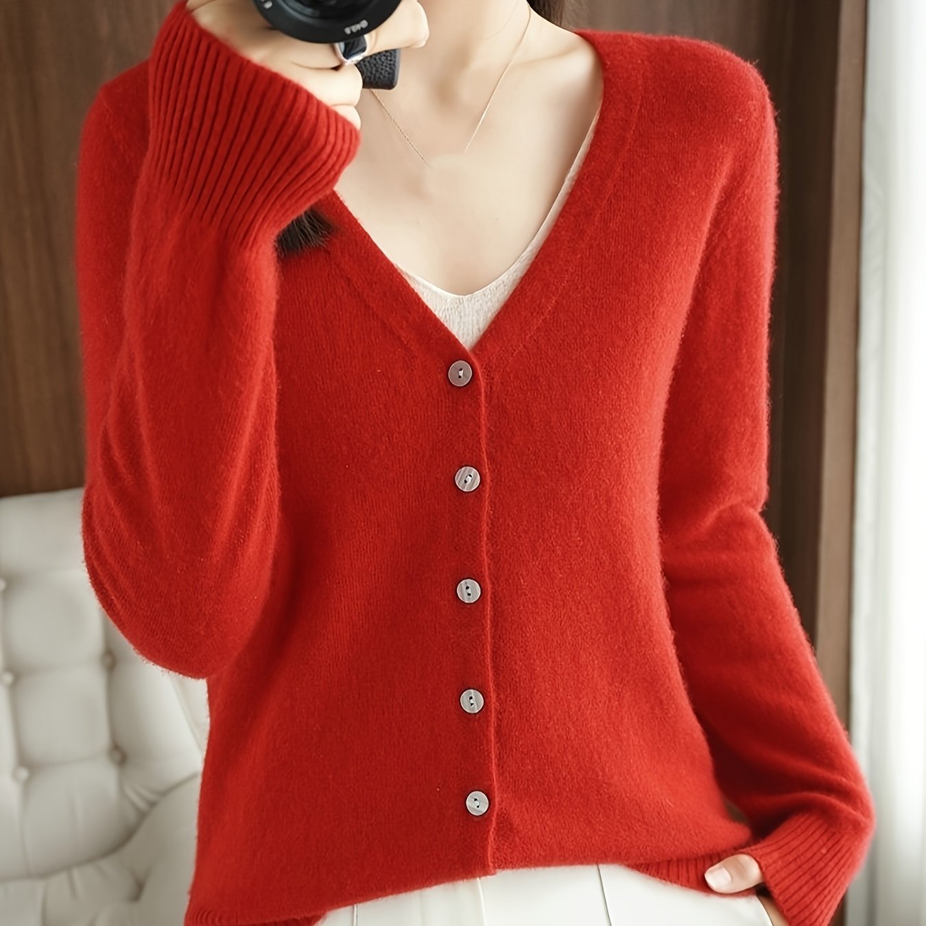 Julie | Effen vest met V-hals