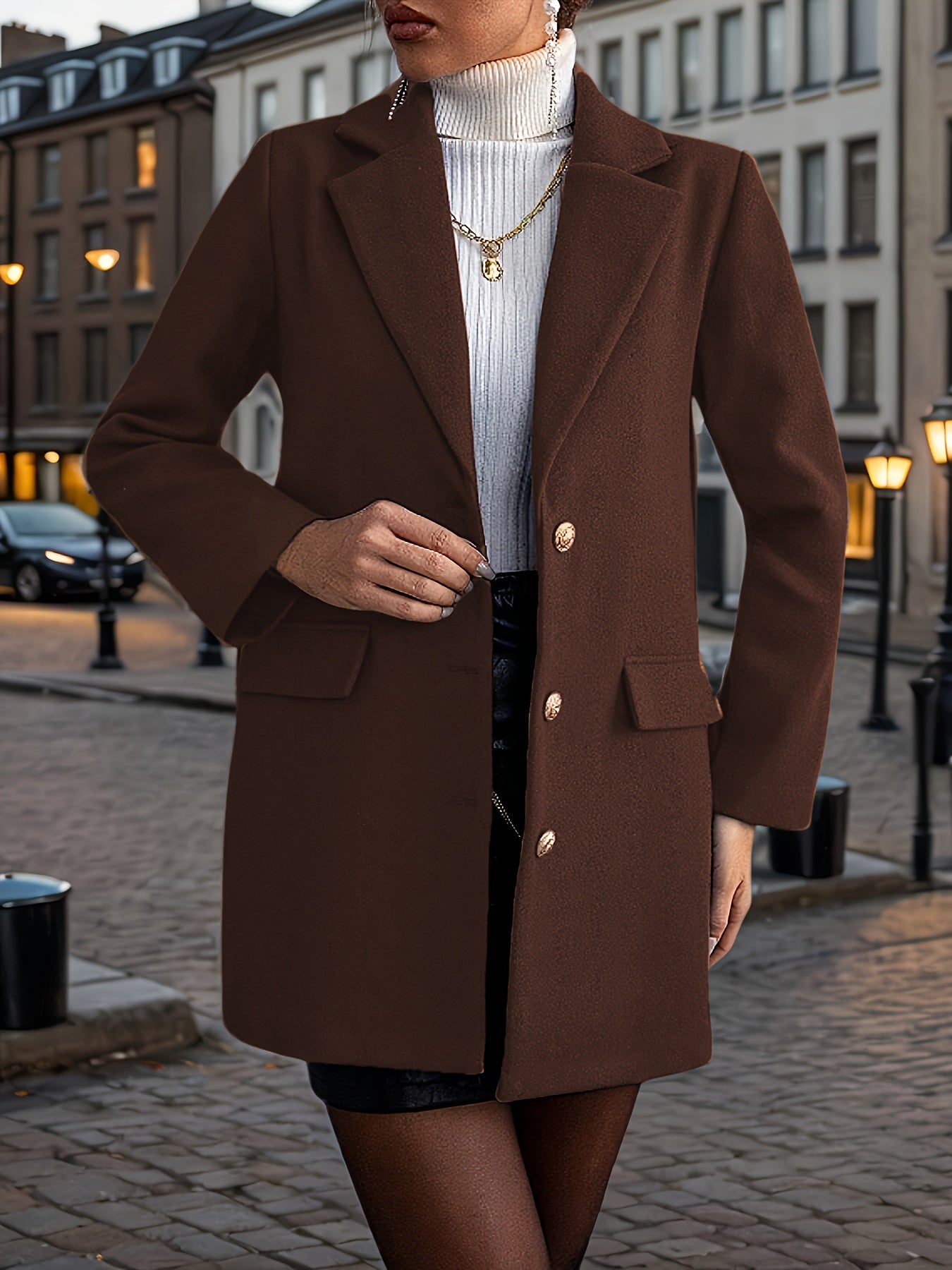 Mieke | Elegante Effen Lange Jas