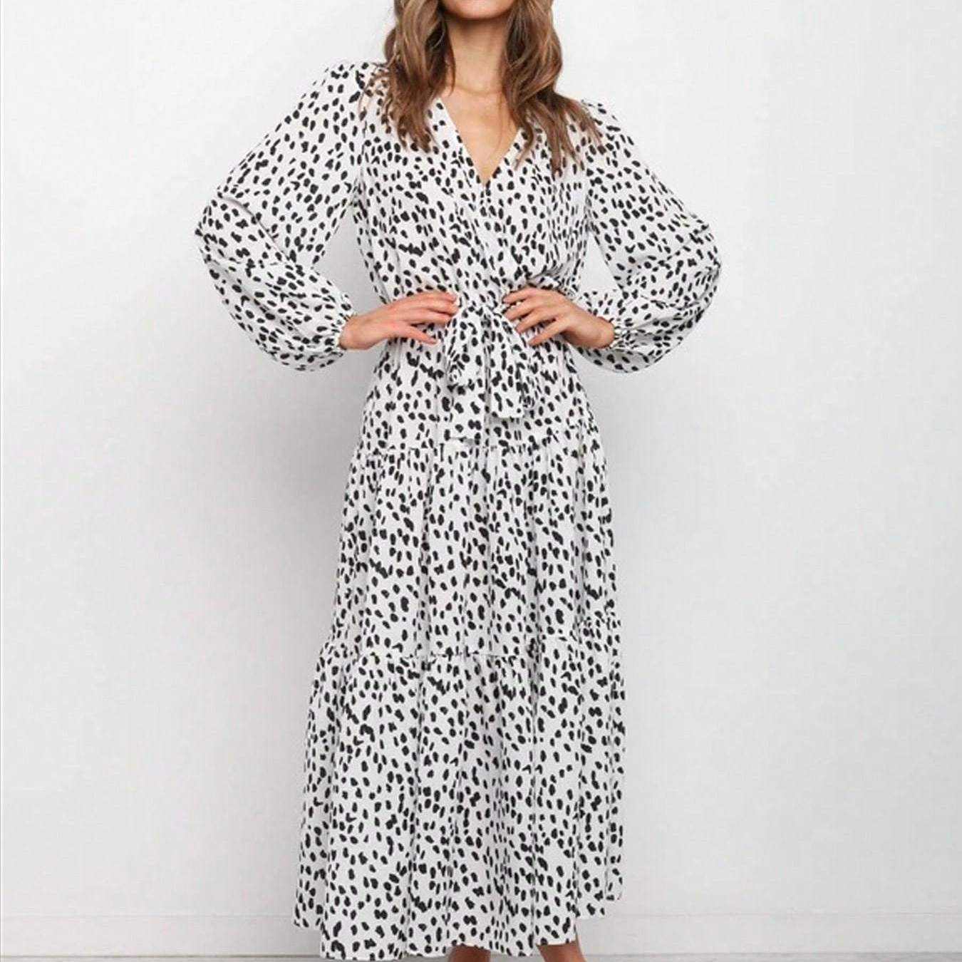 Catharina | Casual Lange Jurk Met V-Hals