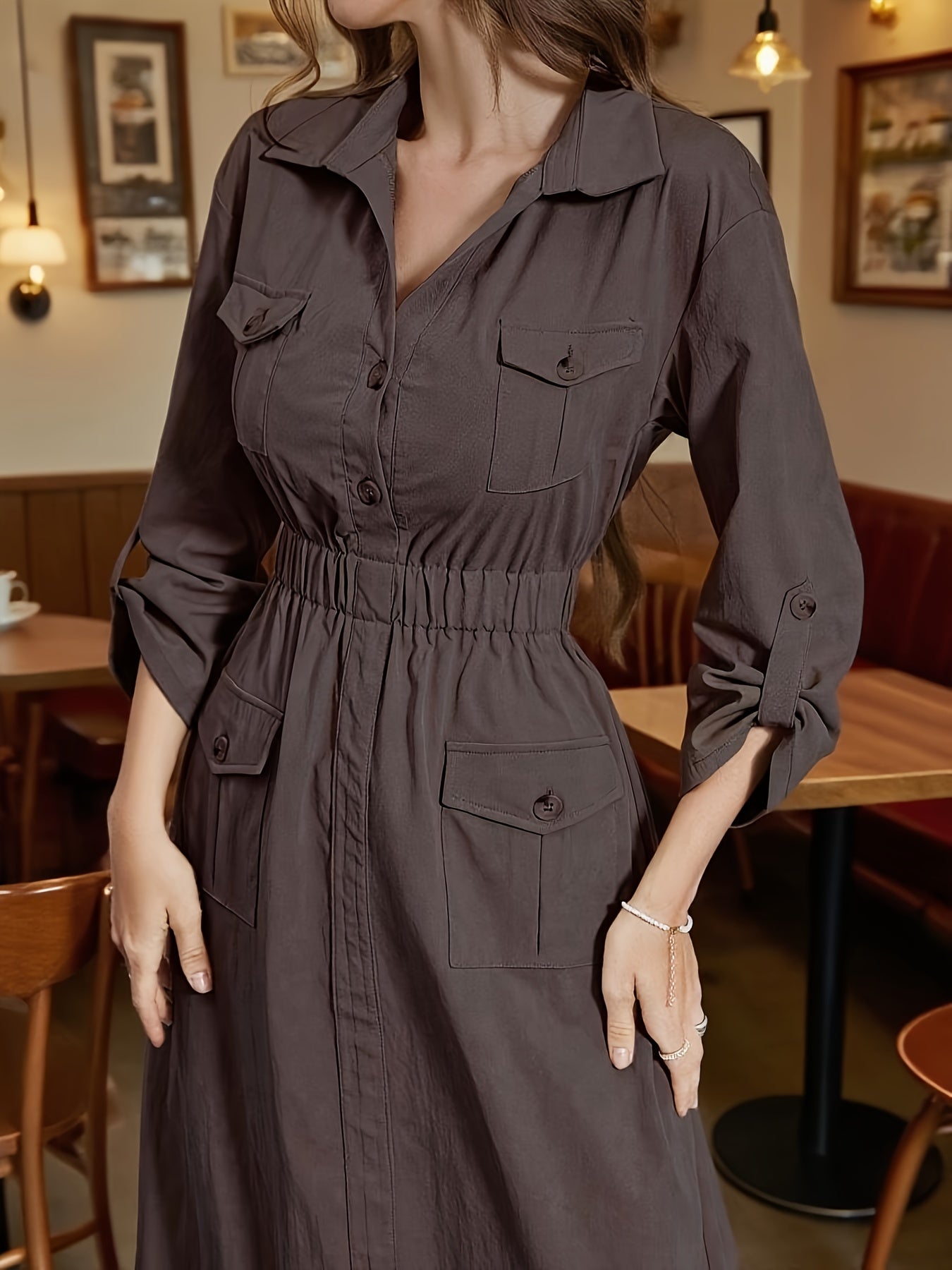 Marleen | Elegante Lange Jurk Met Knoopsluiting