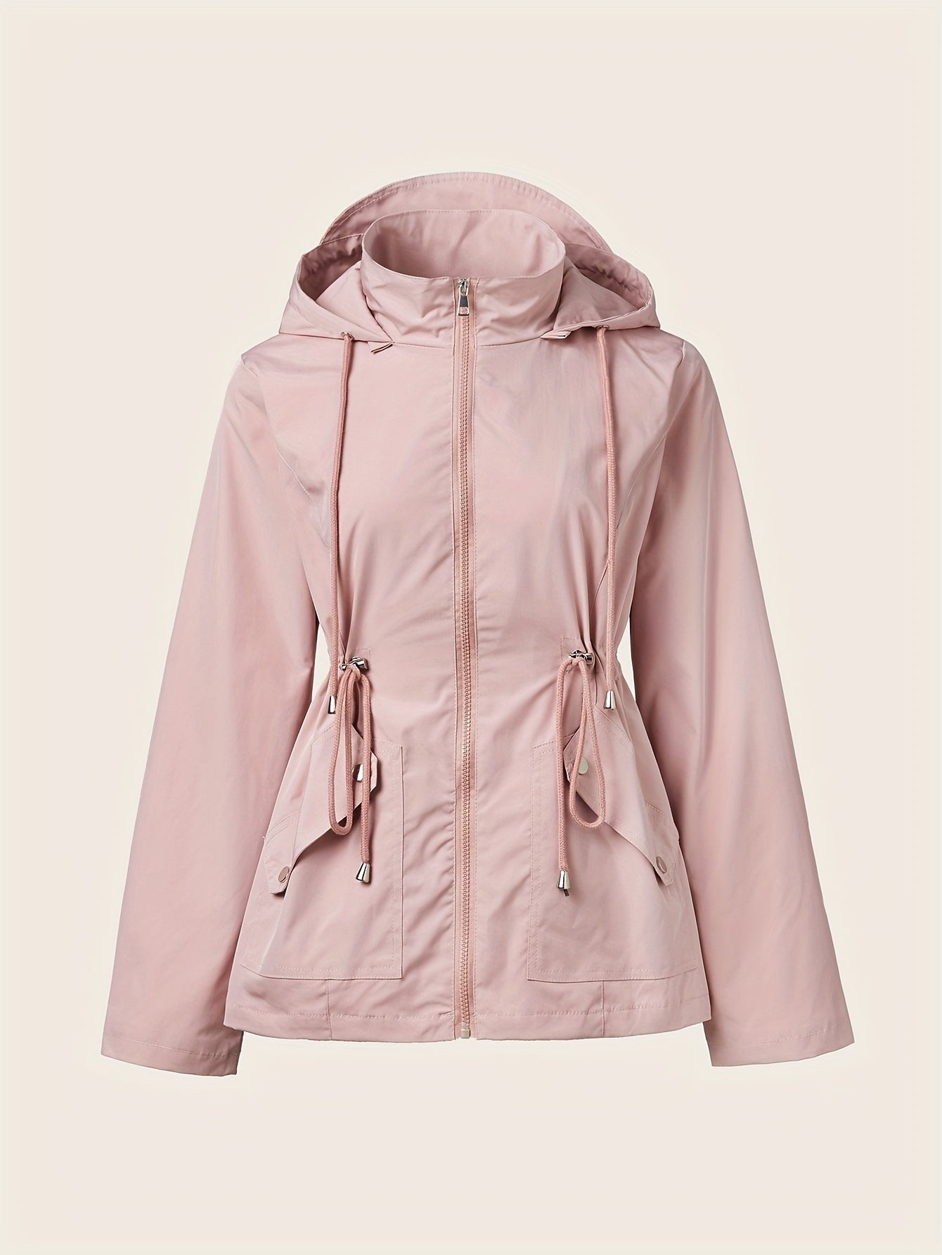 Corine | Trekkoord Rits Hooded Trenchcoat