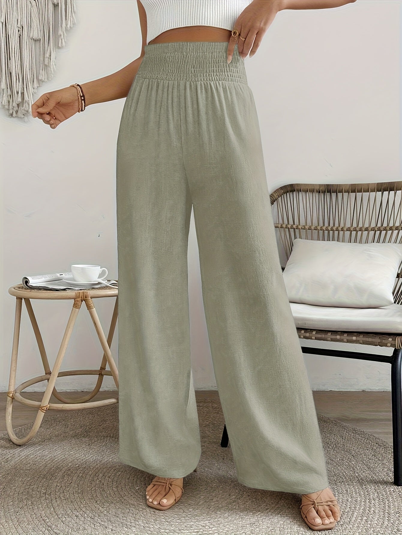 Ella | Casual Losse Broek Met Effen Kleur