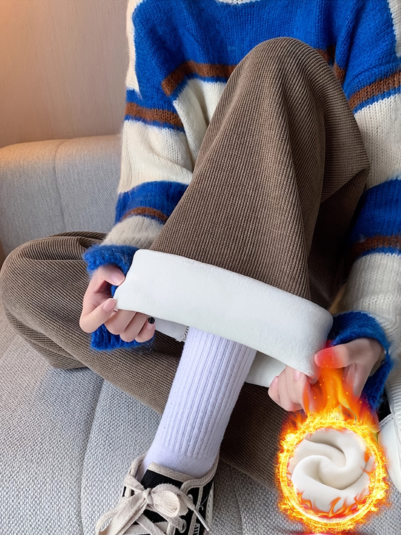 Loes | Wijde Broek Met Hoge Taille En Warme Voering