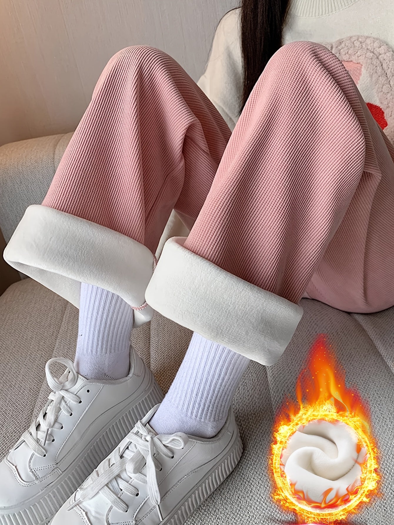 Loes | Wijde Broek Met Hoge Taille En Warme Voering