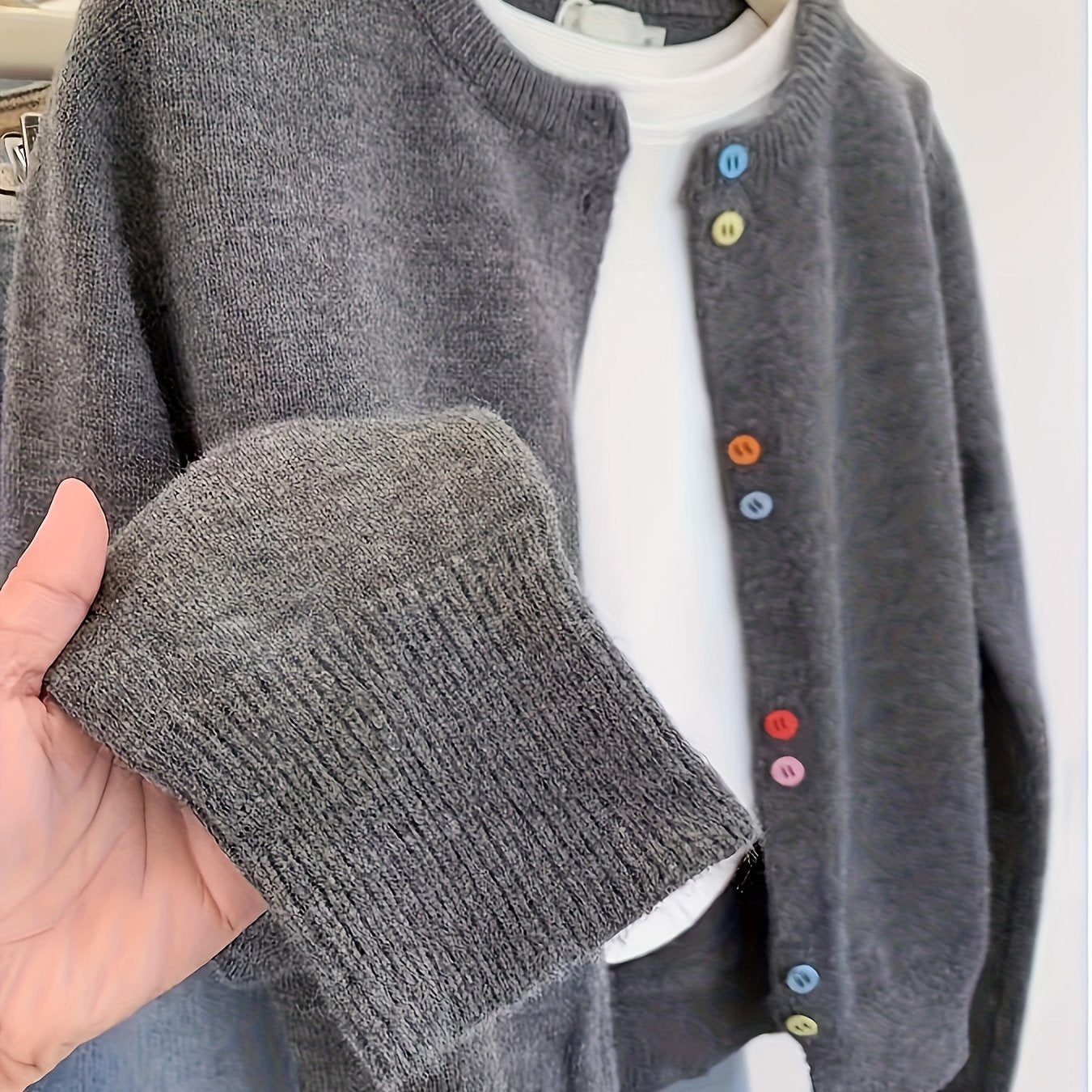 Janneke | Vintage Regenboog Knoop-Op Vest