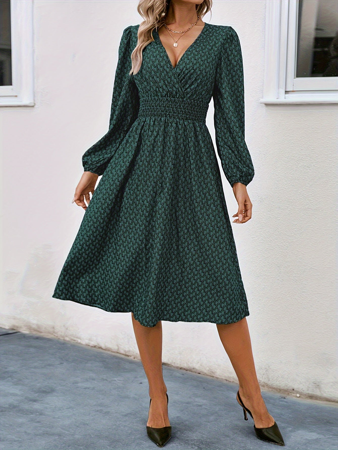 Carla | Midi Jurk Met Allover Print