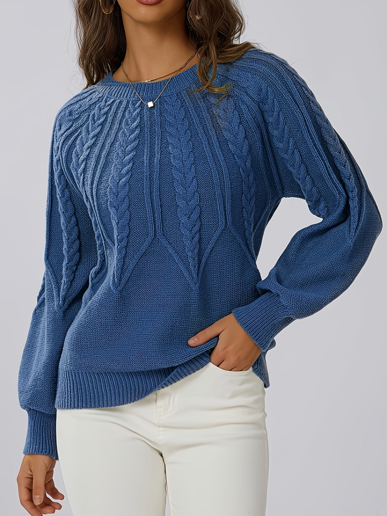 Hermina | Kabelgebreide Trui Met Ronde Hals