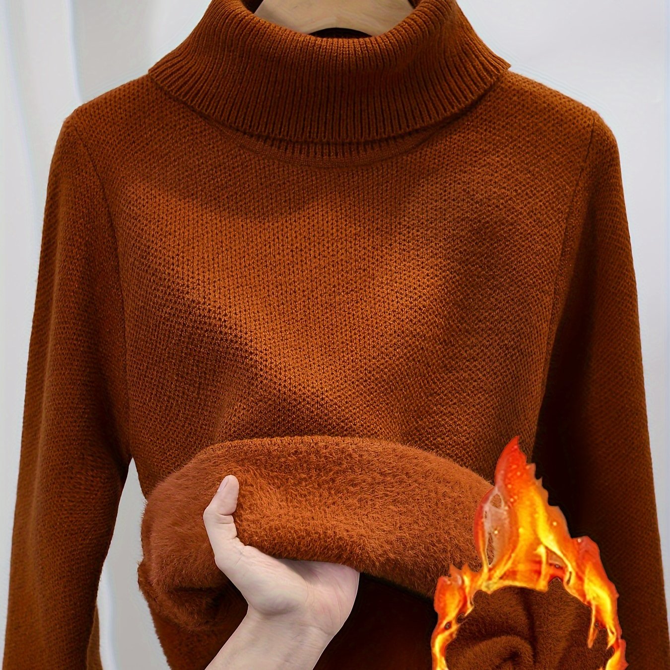 Mia | Warme Effen Trui Met Hoge Kraag