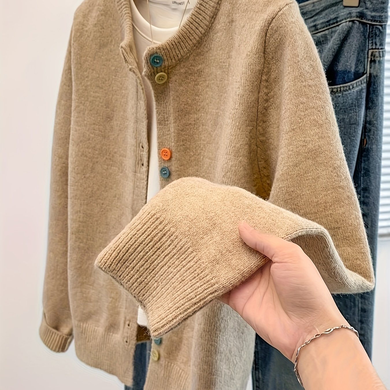 Janneke | Vintage Regenboog Knoop-Op Vest