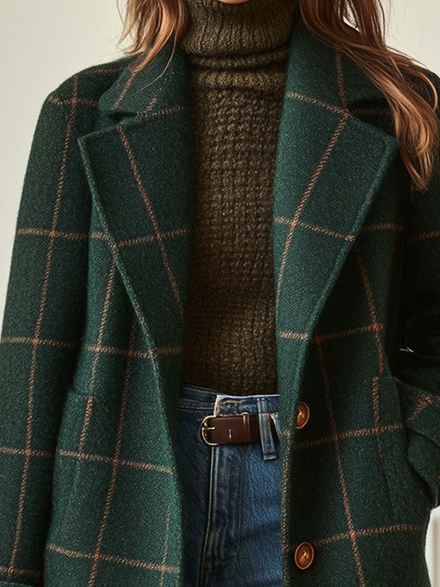 Checked Tweed Overcoat