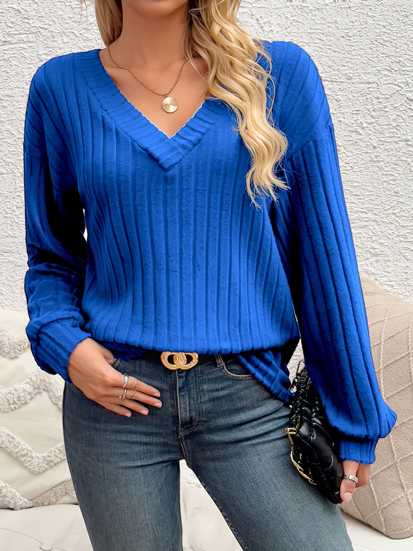 Eveline | Stijlvolle V-Hals Ribtrui