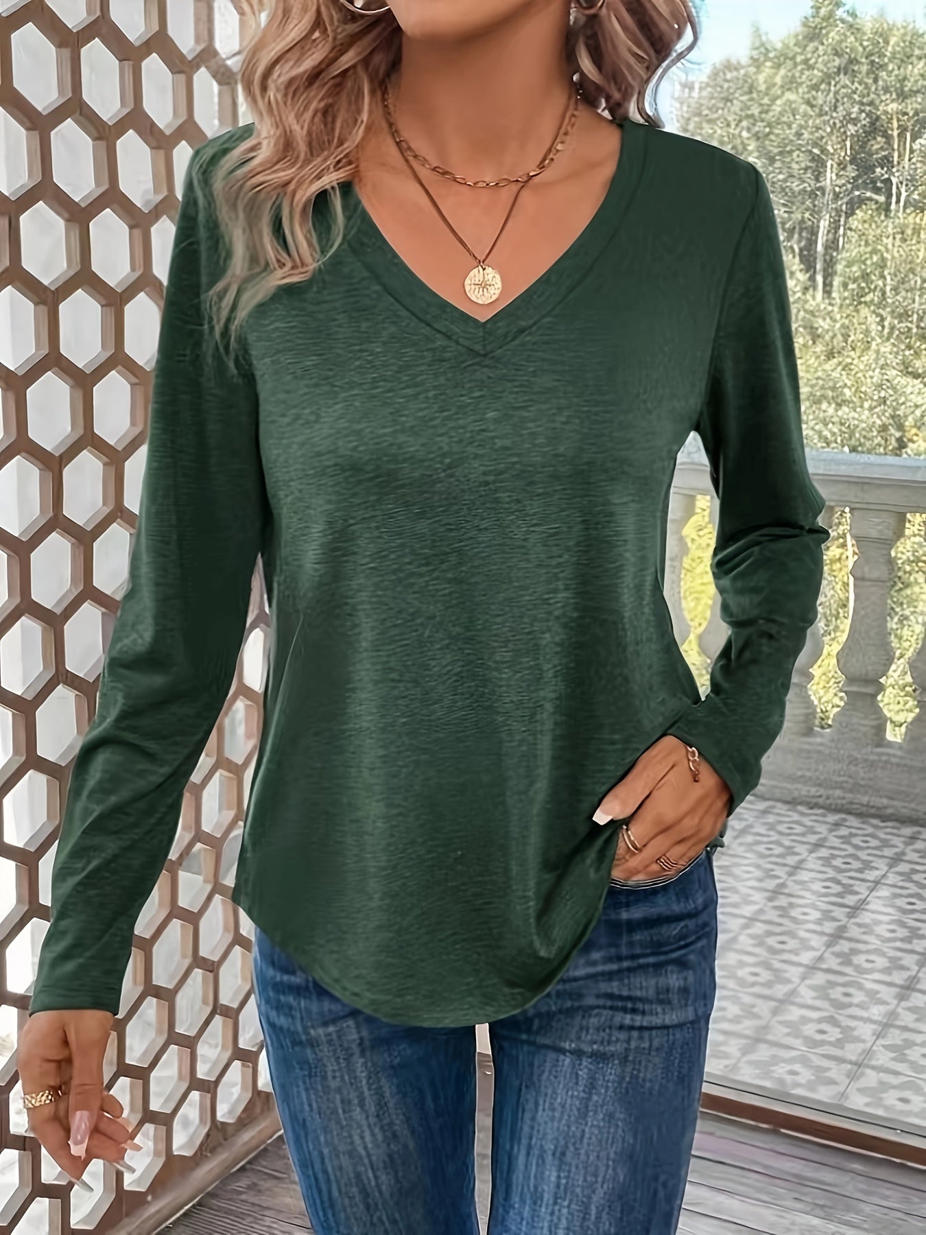 Isabel | Casual V-Hals Top Met Lange Mouwen